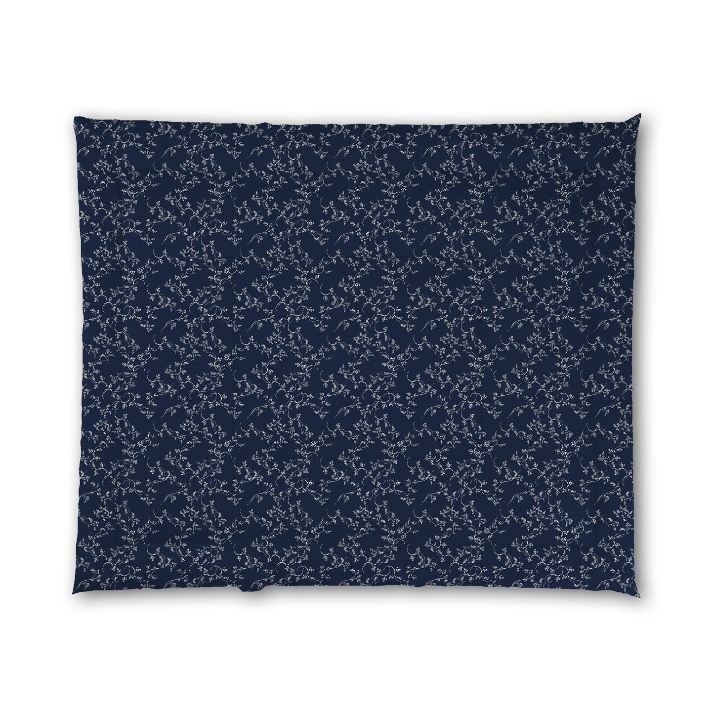 Navy Blue Microfiber Comforter, Pale Cream Hand-painted Vine Print, King (width x length) 104 x 88 inches / 264 x 224 cm