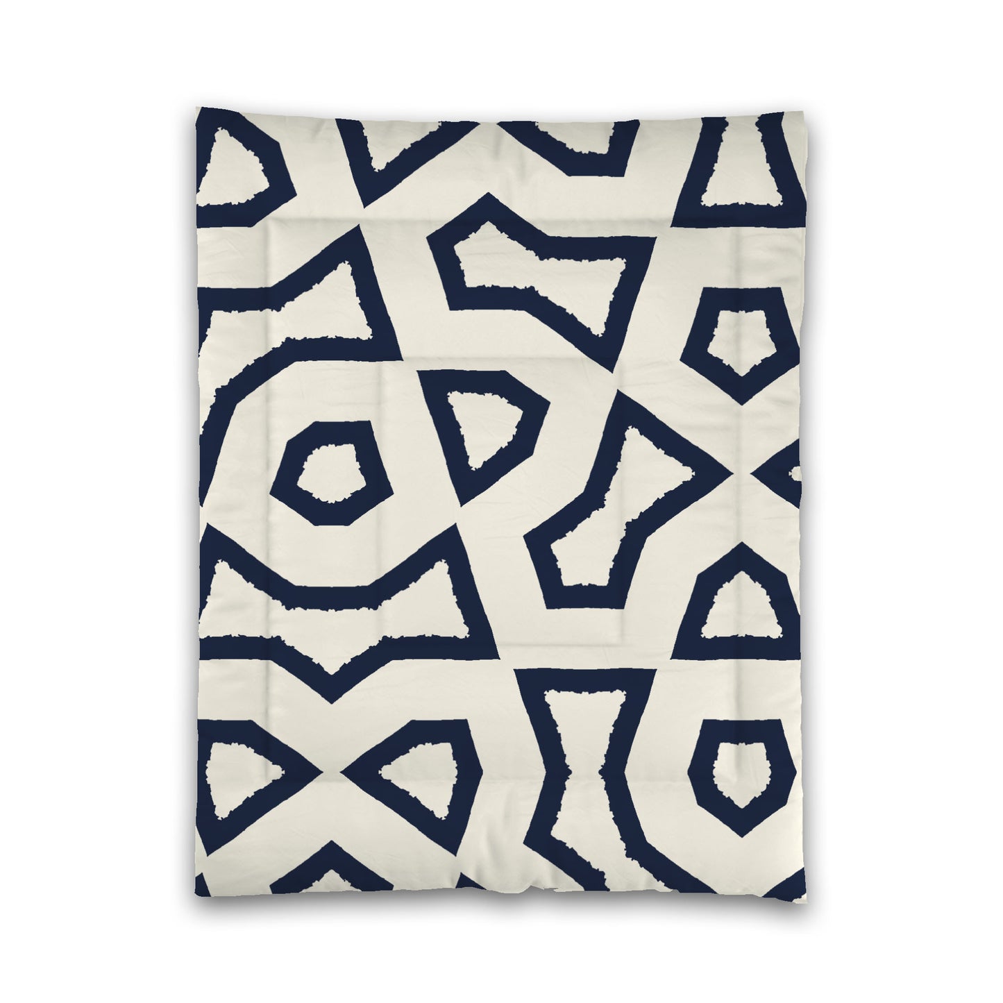 Pale Cream Microfibre Comforter, Bold Navy Blue Graphic, Twin (width x length) 68 x 88 inches / 173 x 224 cm