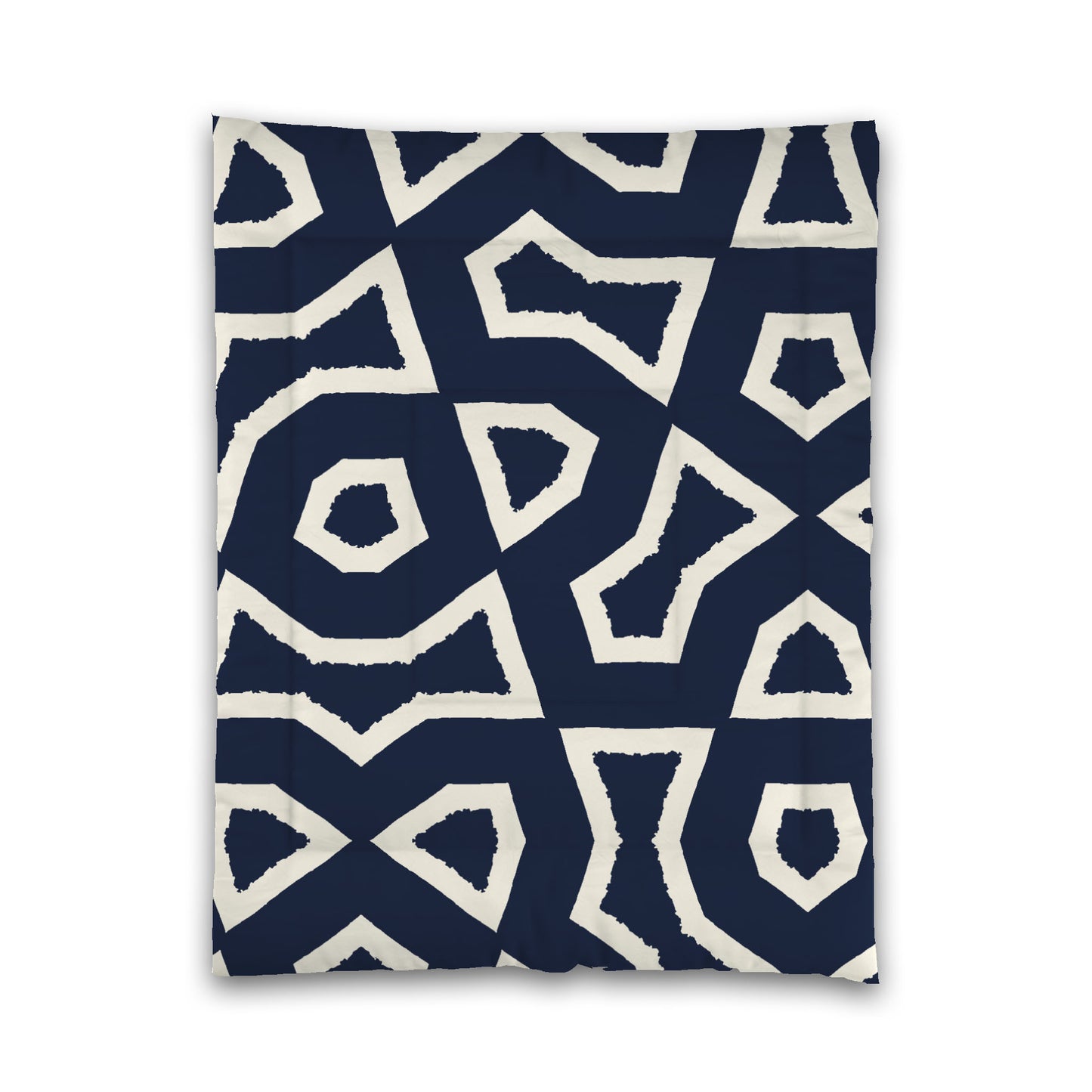 Navy Blue Microfiber Comforter, Bold Pale Cream Graphic, Twin (width x length) 68 x 88 inches / 173 x 224 cm