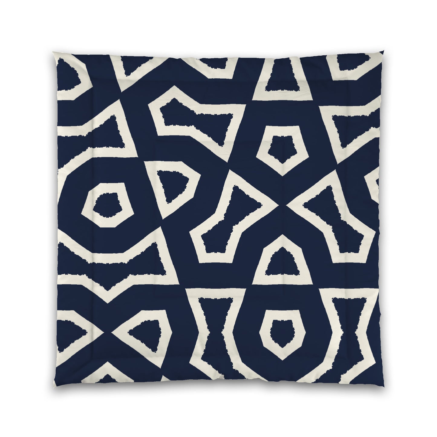 Navy Blue Microfiber Comforter, Bold Pale Cream Graphic, Queen (width x length) 88 x 88 inches / 224 x 224 cm
