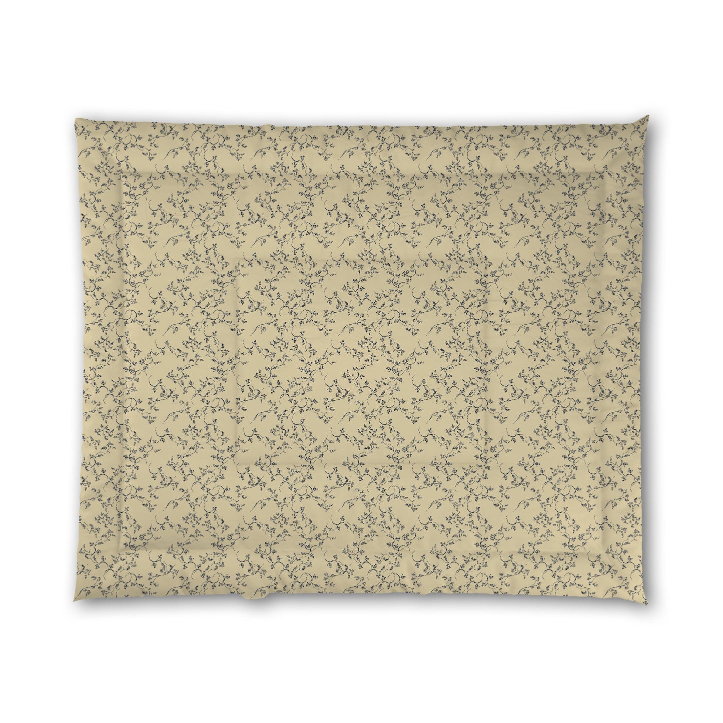 Desert Sand Microfibre Comforter, Navy Blue Hand-painted Vine Print, King (width x length) 104 x 88 inches / 264 x 224 cm