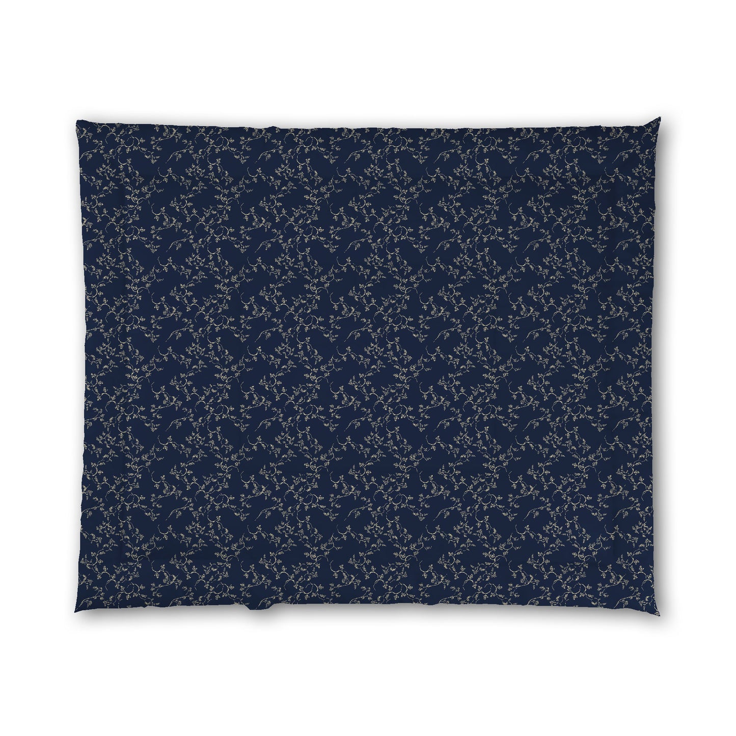 Navy Blue Microfiber Comforter, Desert Sand Hand-painted Vine Print, King (width x length) 104 x 88 inches / 264 x 224 cm