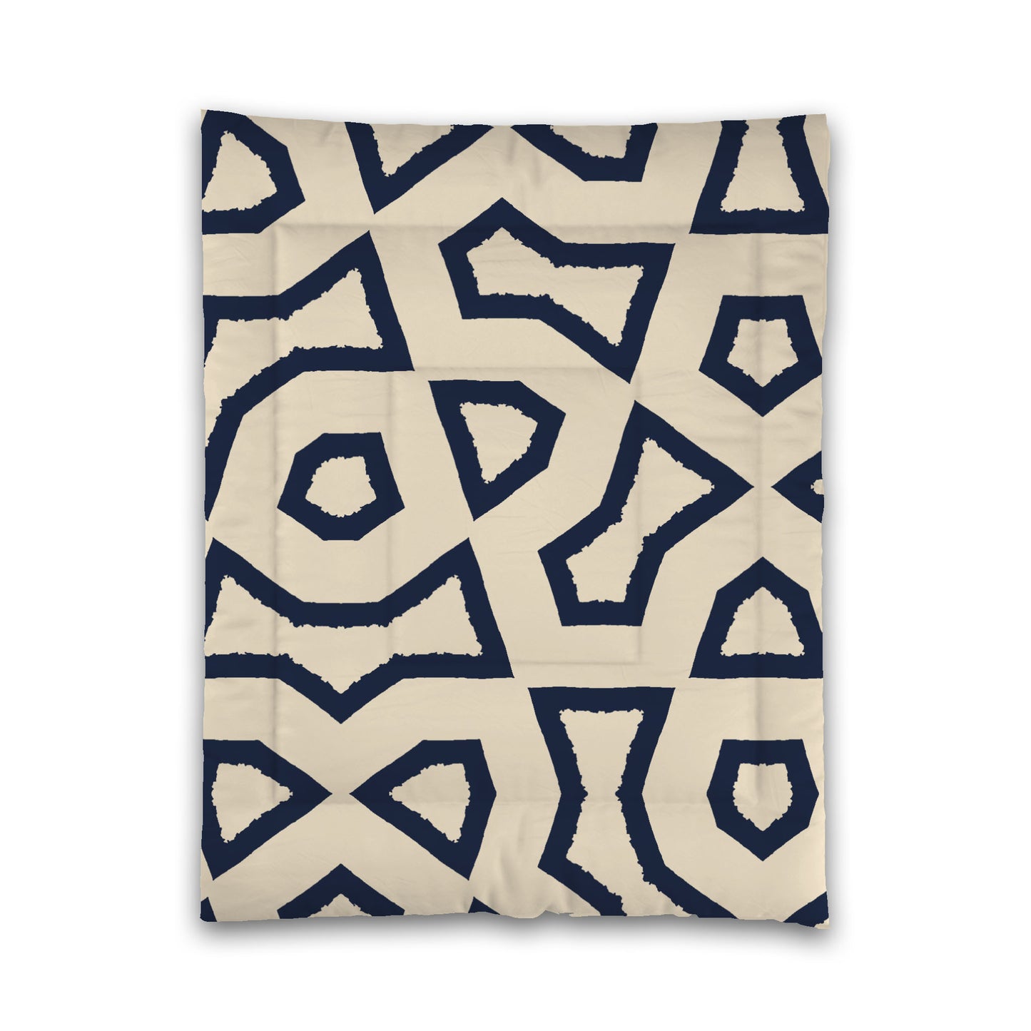 Beige Microfiber Comforter, Bold Navy Blue Graphic, Twin XL (width x length) 68 x 92 inches / 173 x 234 cm