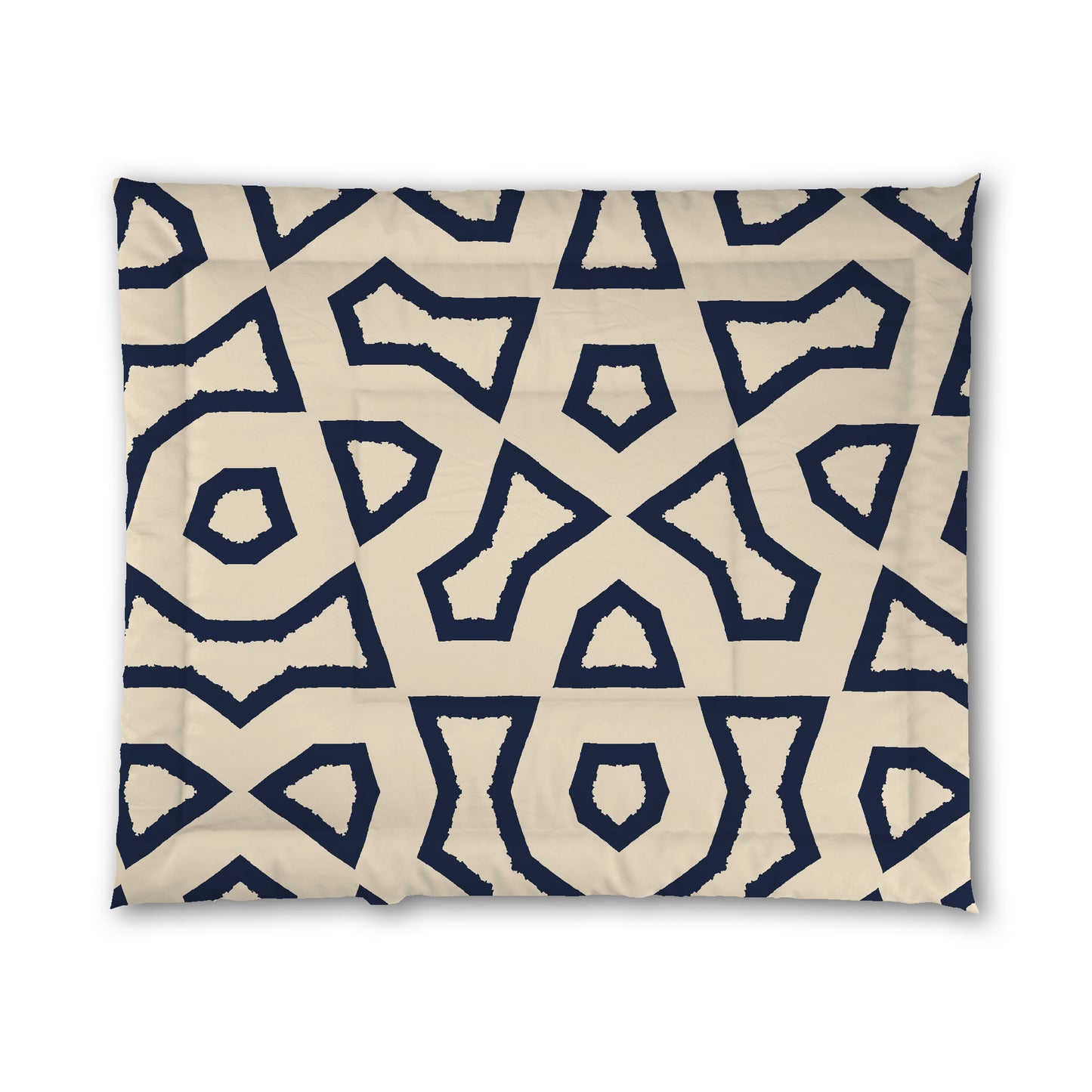 Beige Microfiber Comforter, Bold Navy Blue Graphic, King (width x length) 104 x 88 inches / 264 x 224 cm