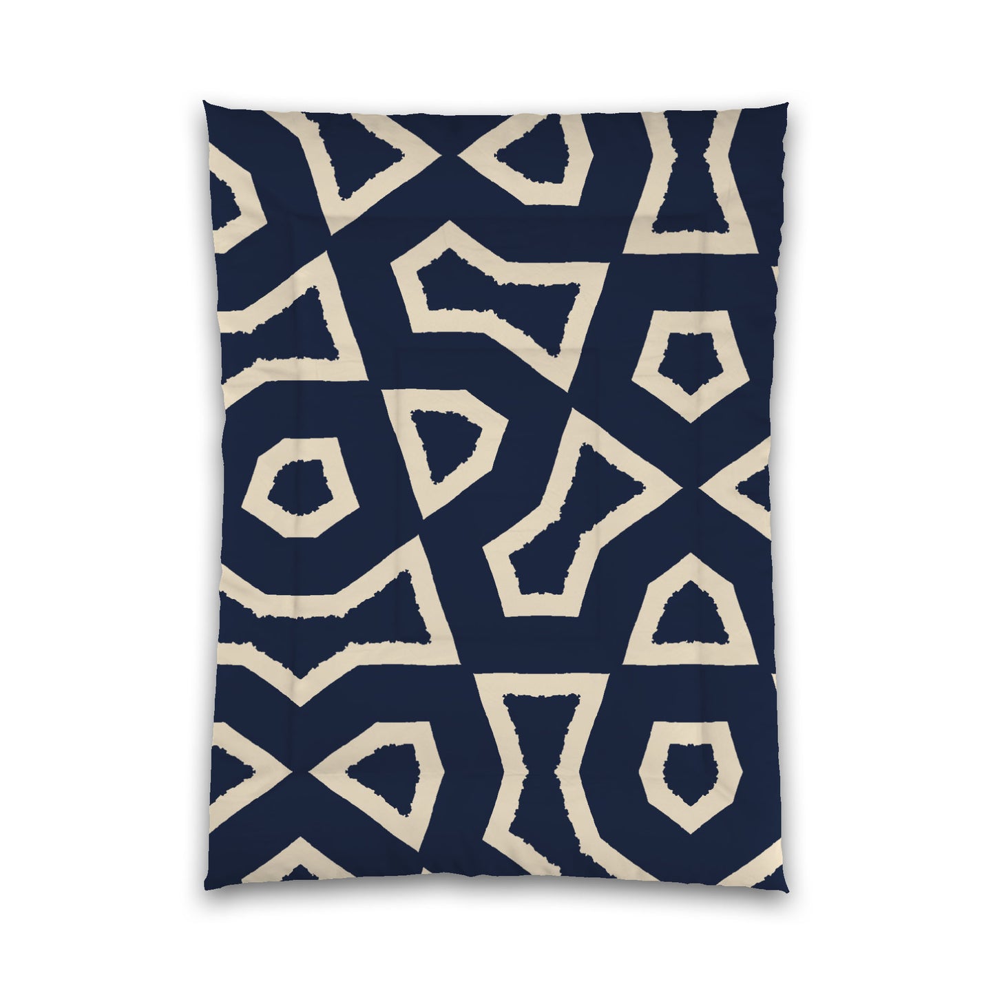Navy Blue Microfiber Comforter, Bold Beige Graphic, Twin (width x length) 68 x 88 inches / 173 x 224 cm