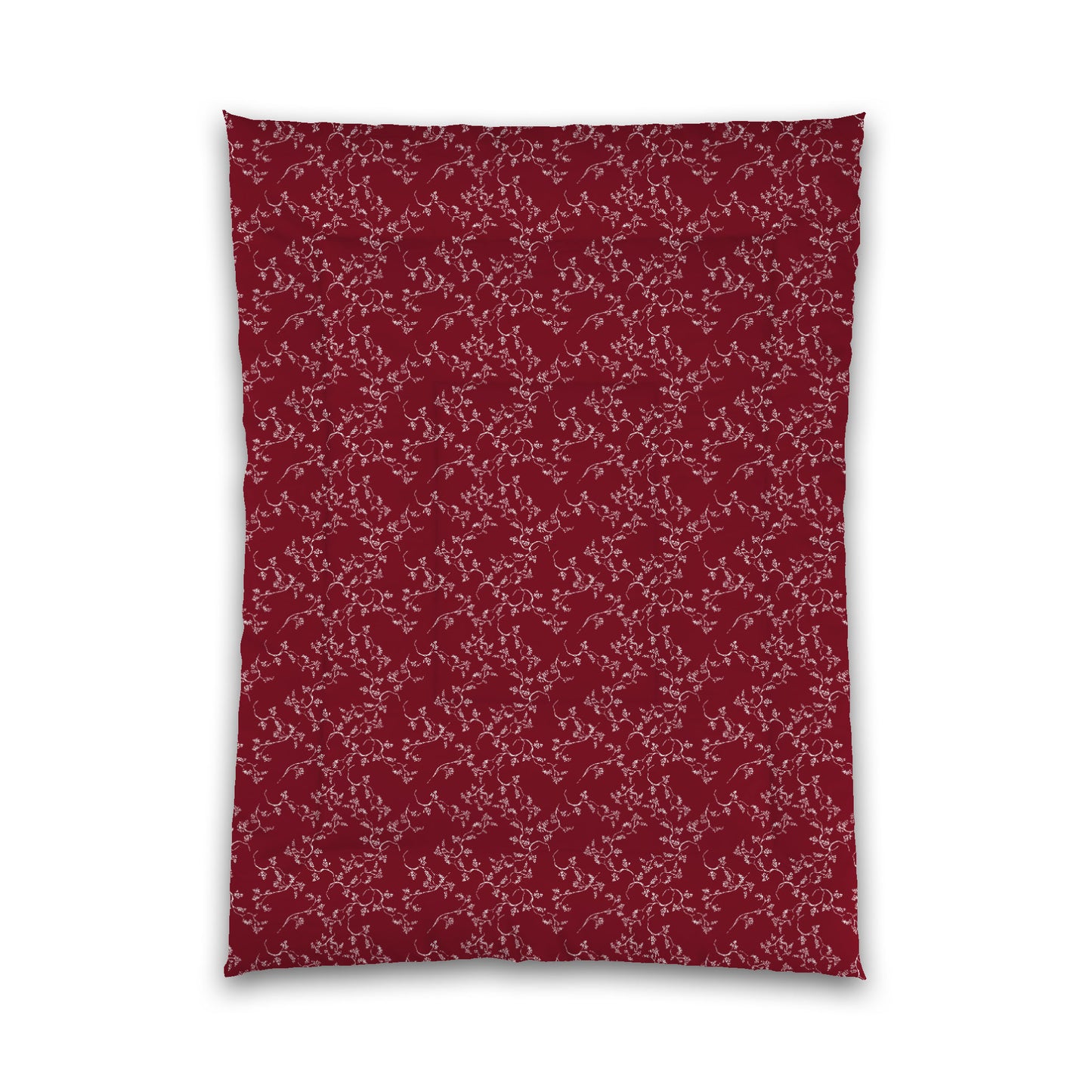 Burgundy Red Microfiber Comforter, White Hand-painted Vine Print, Twin XL (width x length) 68 x 92 inches / 173 x 234 cm