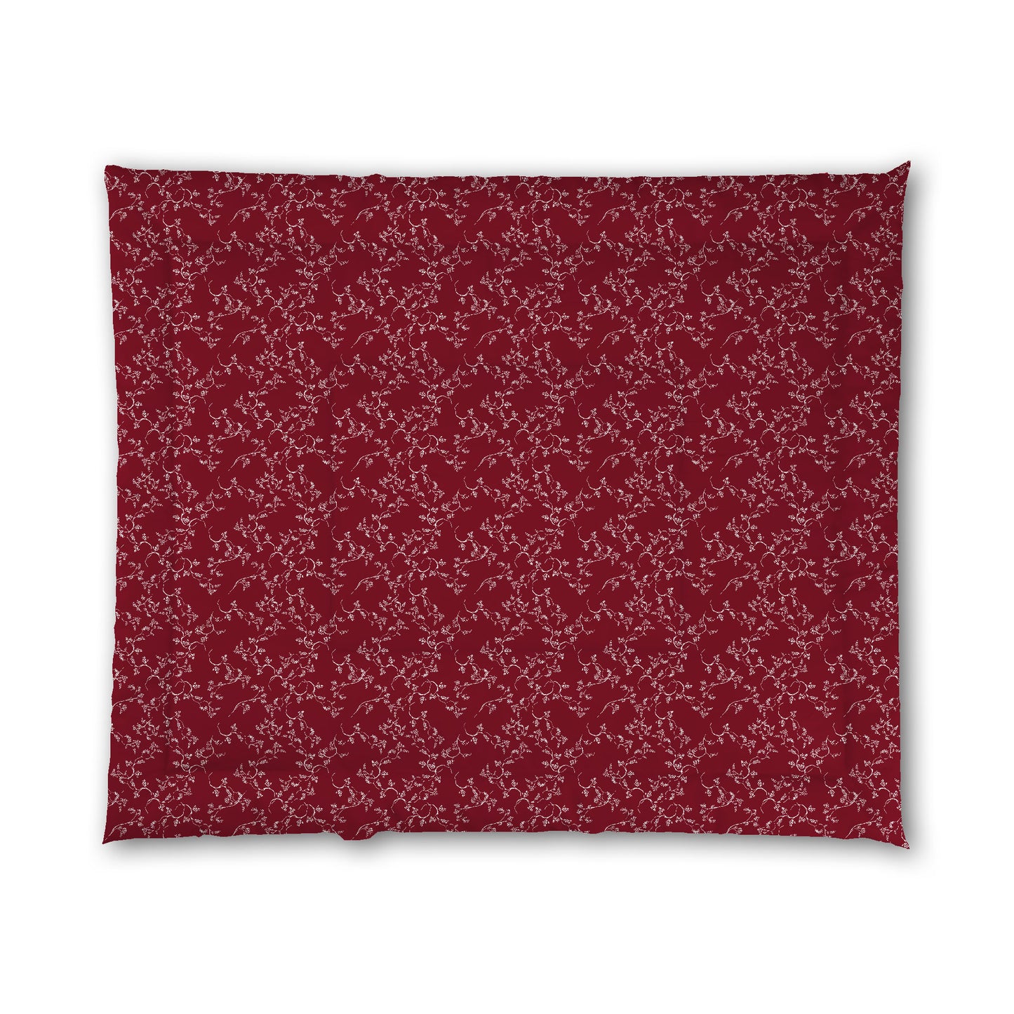 Burgundy Red Microfiber Comforter, White Hand-painted Vine Print, King (width x length) 104 x 88 inches / 264 x 224 cm