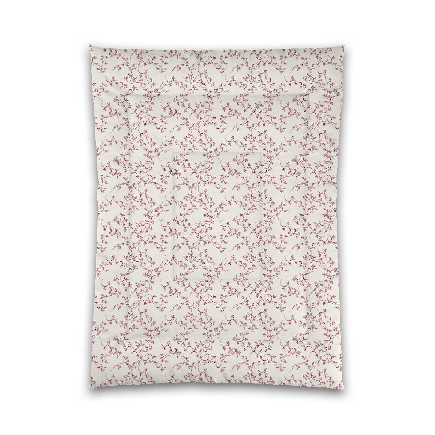 Pale Cream Microfibre Comforter, Burgundy Red Hand-painted Vine Print, Twin XL (width x length) 68 x 92 inches / 173 x 234 cm