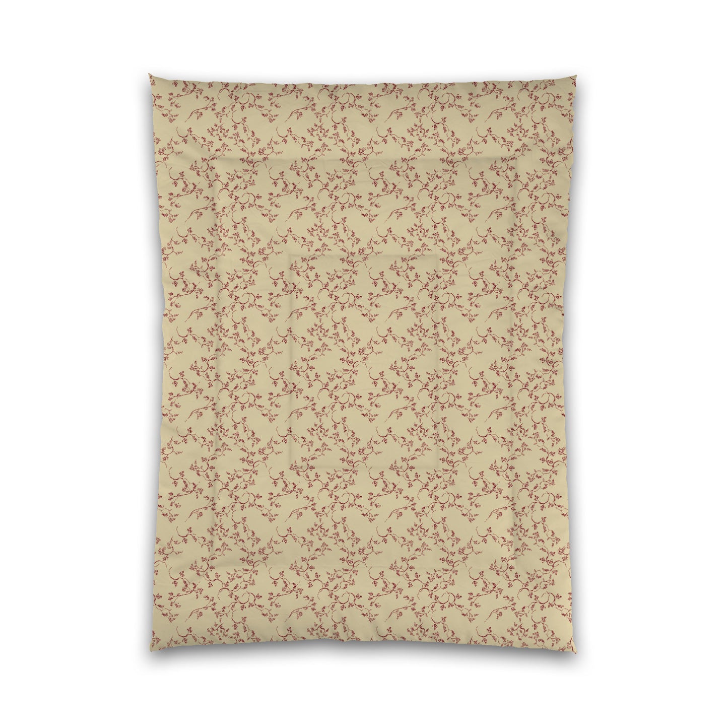 Desert Sand Microfibre Comforter, Burgundy Red Hand-painted Vine Print, Twin XL (width x length) 68 x 92 inches / 173 x 234 cm