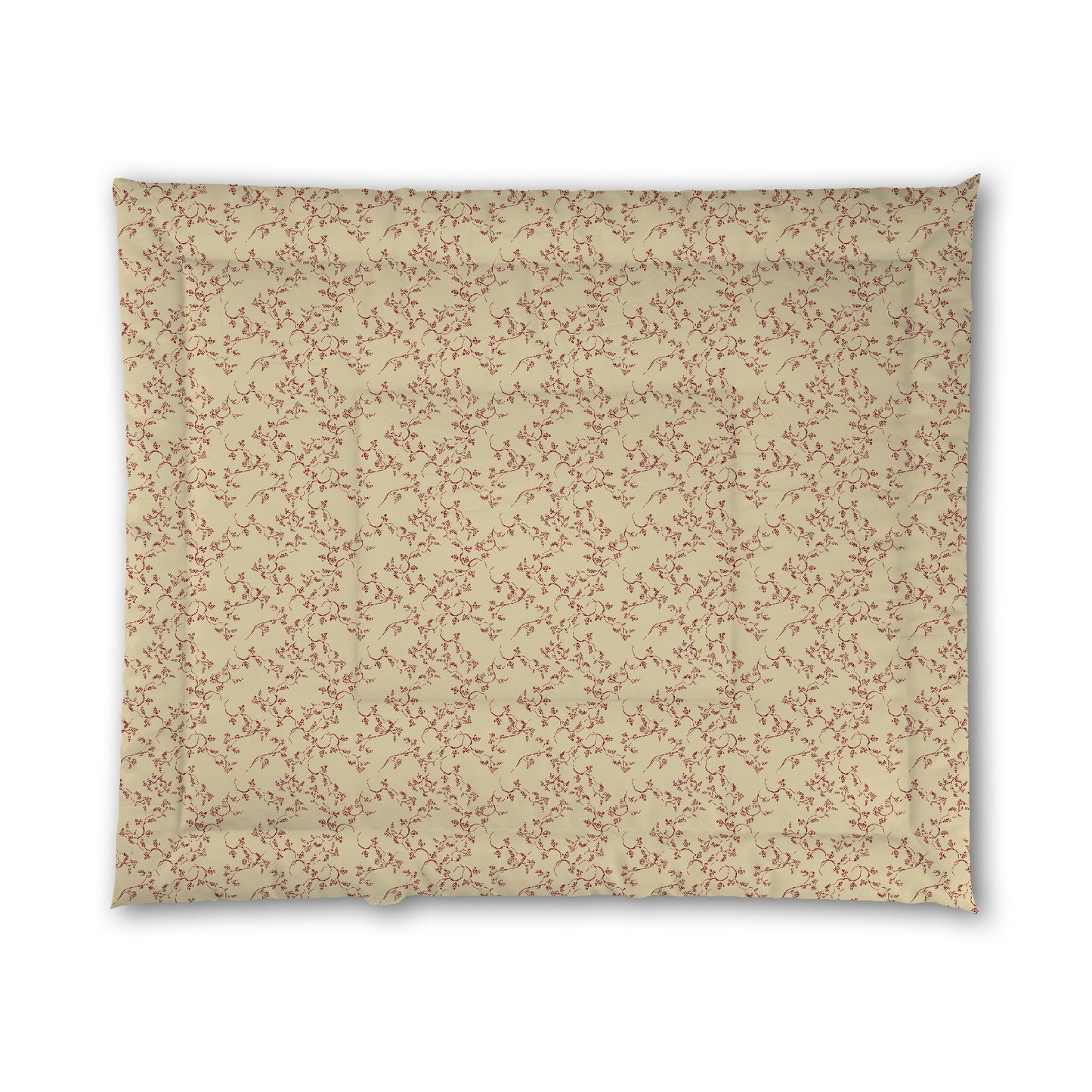 Desert Sand Microfibre Comforter, Burgundy Red Hand-painted Vine Print, King (width x length) 104 x 88 inches / 264 x 224 cm