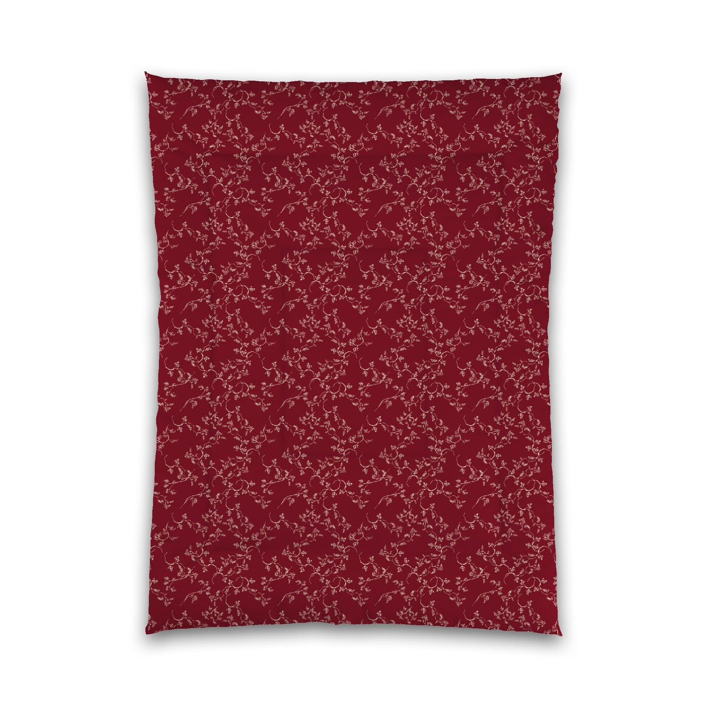 Burgundy Red Microfiber Comforter, Beige Hand-painted Vine Print, Twin XL (width x length) 68 x 92 inches / 173 x 234 cm