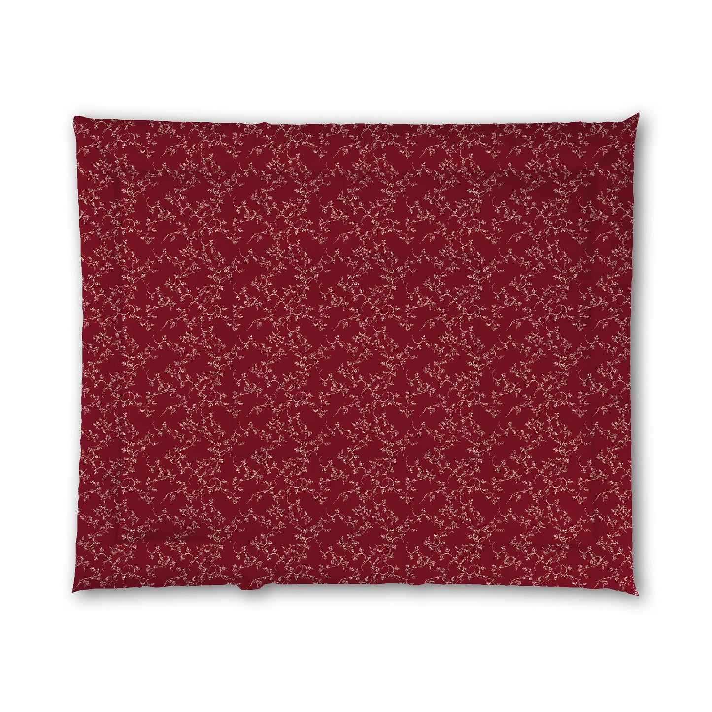 Burgundy Red Microfiber Comforter, Beige Hand-painted Vine Print, King (width x length) 104 x 88 inches / 264 x 224 cm
