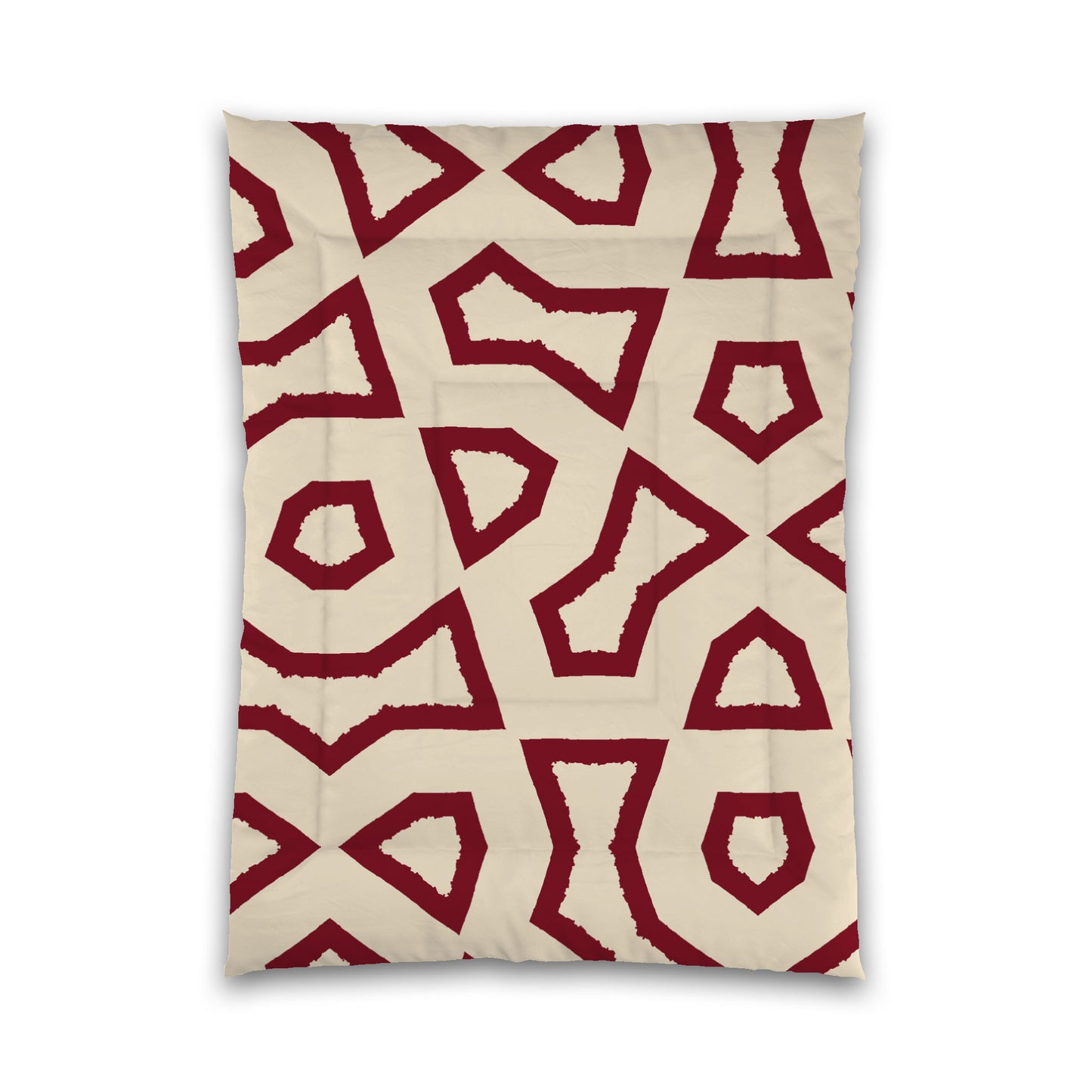 Beige Microfibre Comforter, Bold Burgundy Red Graphic, Twin XL (width x length) 68 x 92 inches / 173 x 234 cm