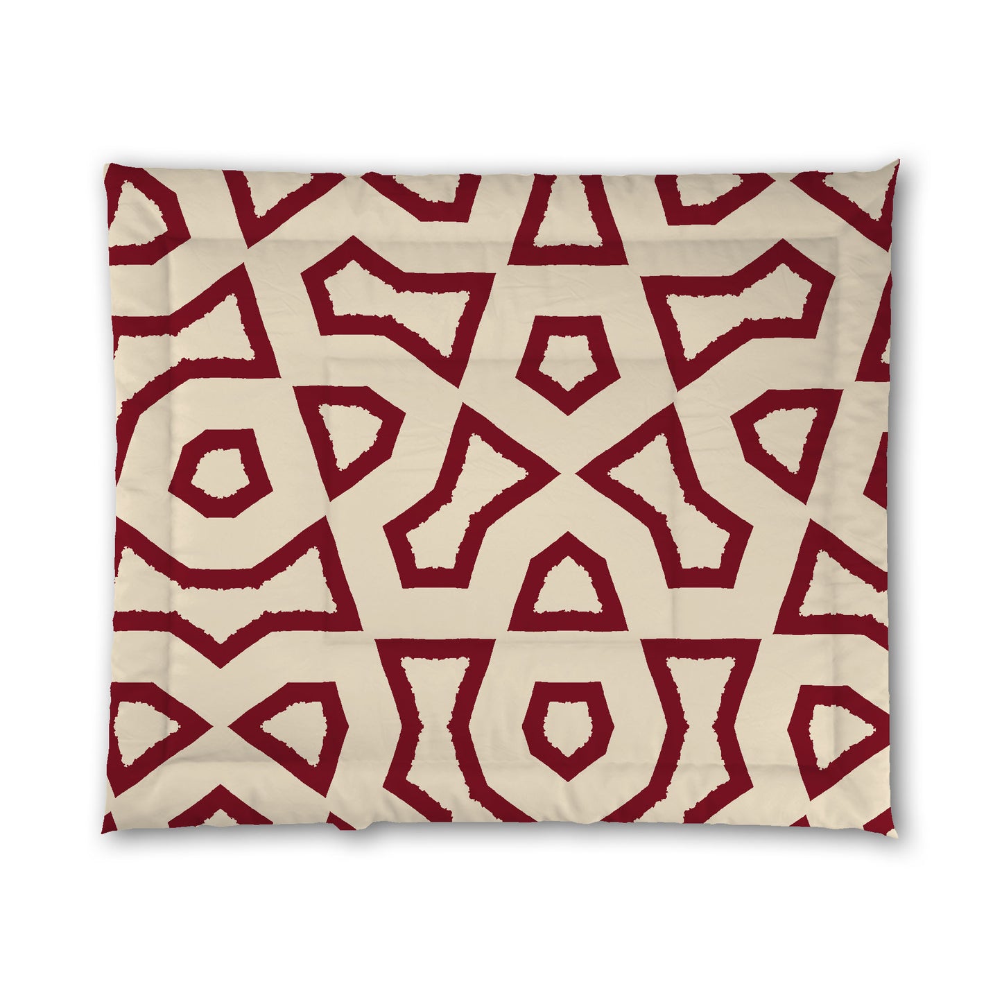 Beige Microfibre Comforter, Bold Burgundy Red Graphic, King (width x length) 104 x 88 inches / 264 x 224 cm