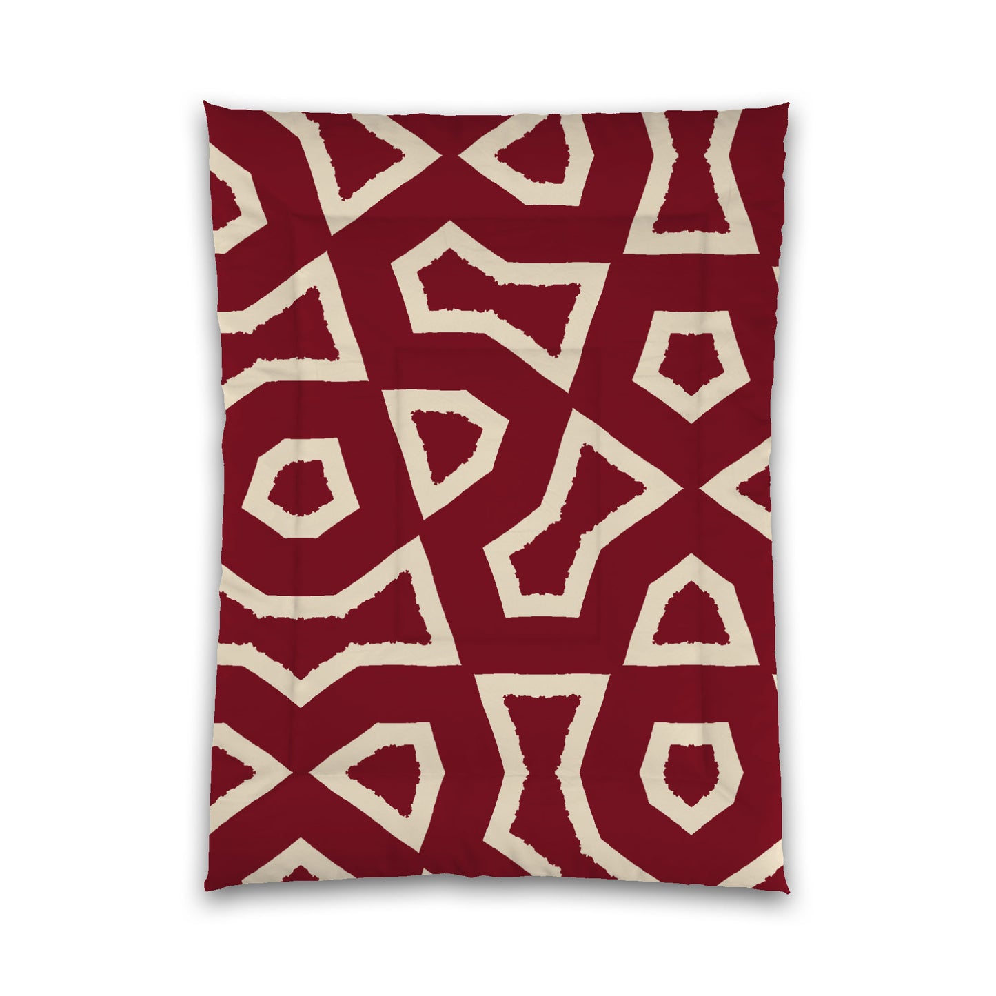 Burgundy Red Microfiber Comforter, Bold Beige Graphic, Twin XL (width x length) 68 x 92 inches / 173 x 234 cm