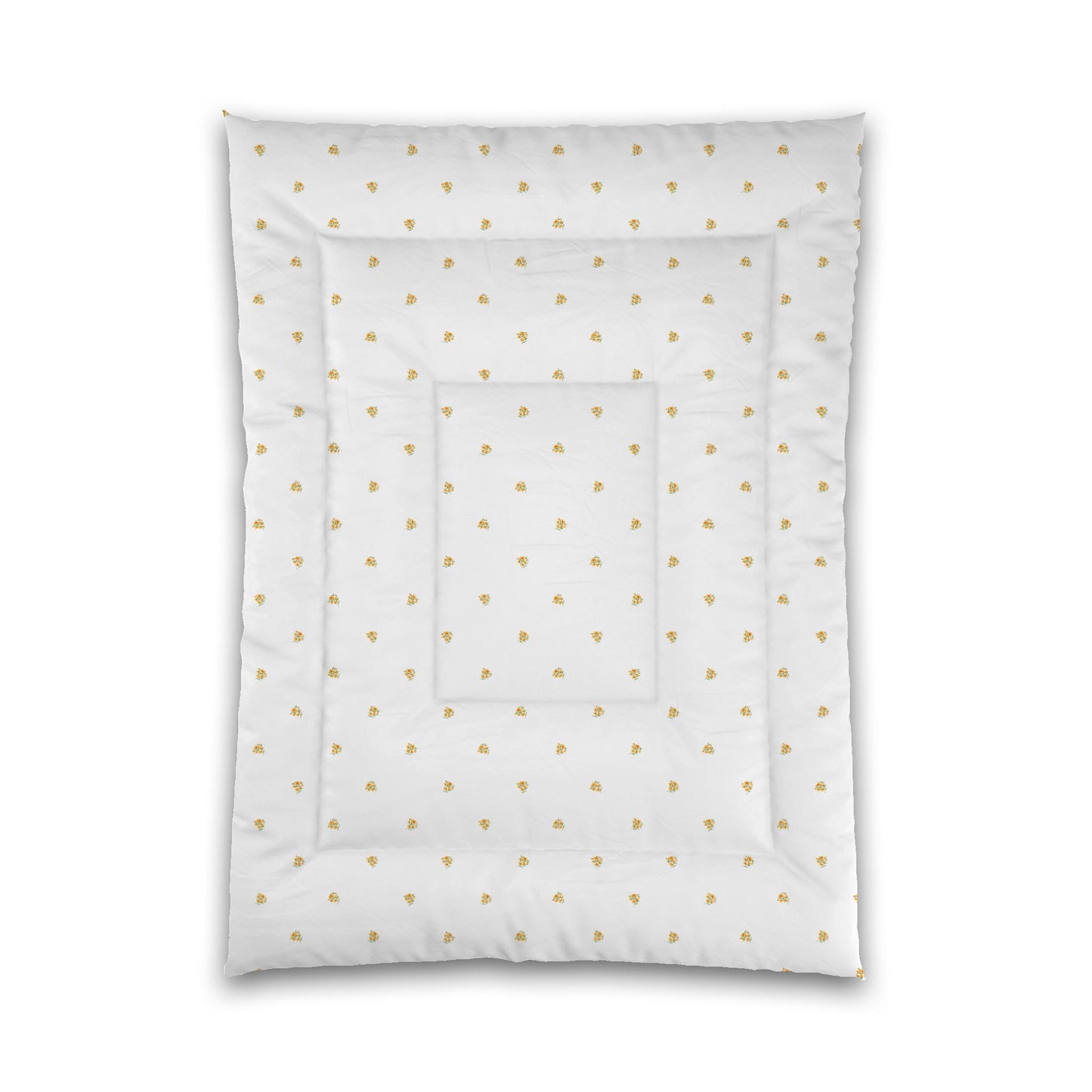 White Microfiber Comforter, Small Yellow-Orange Floral Pattern, Twin XL - 68 x 92 inches