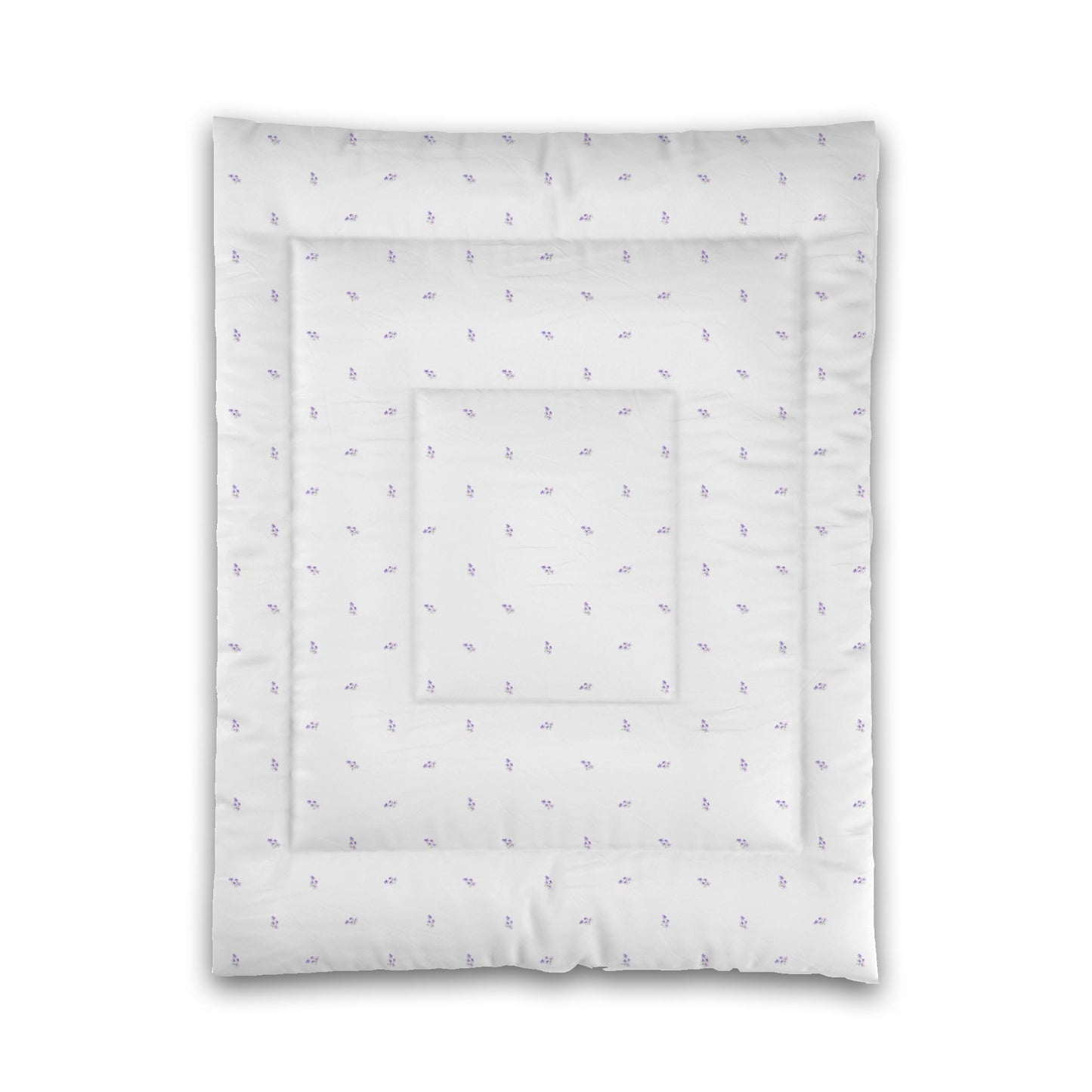 White Microfiber Comforter, Small Purple Floral Pattern, Twin - 68 x 88 inches