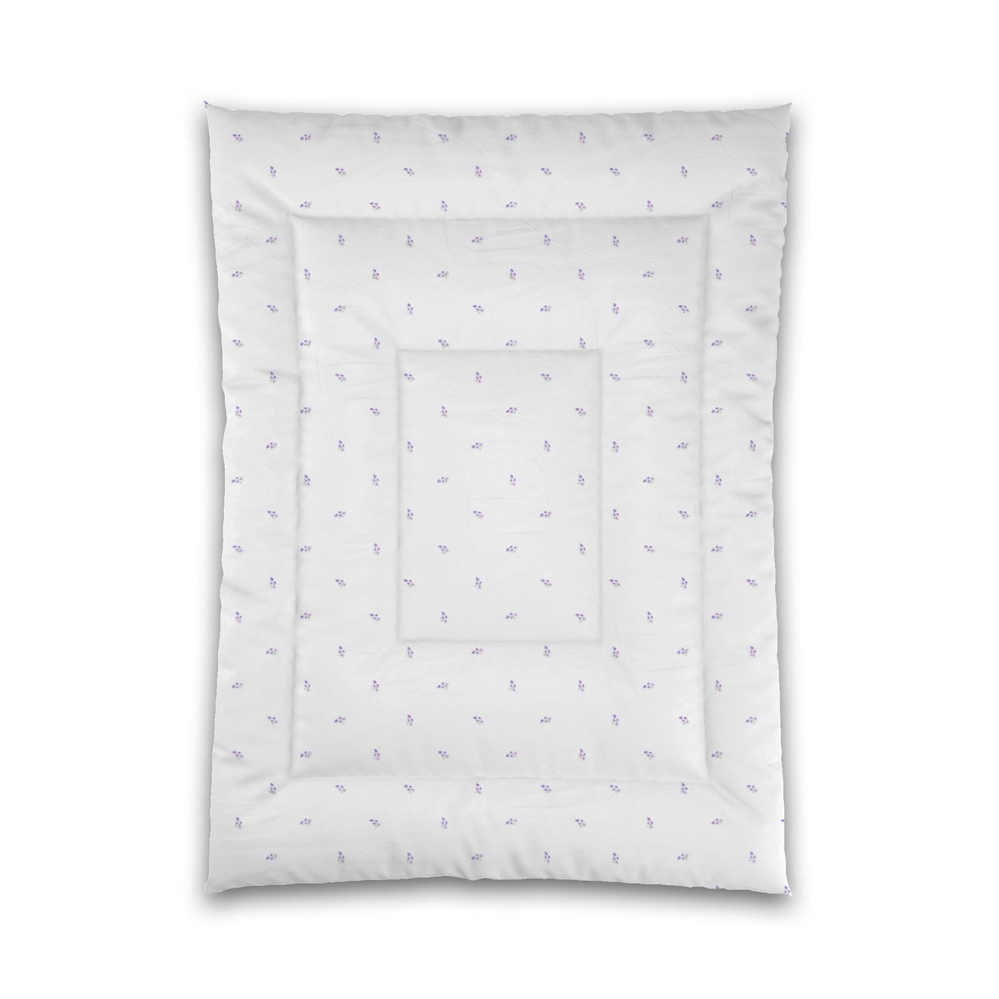 White Microfiber Comforter, Small Purple Floral Pattern, Twin XL - 68 x 92 inches