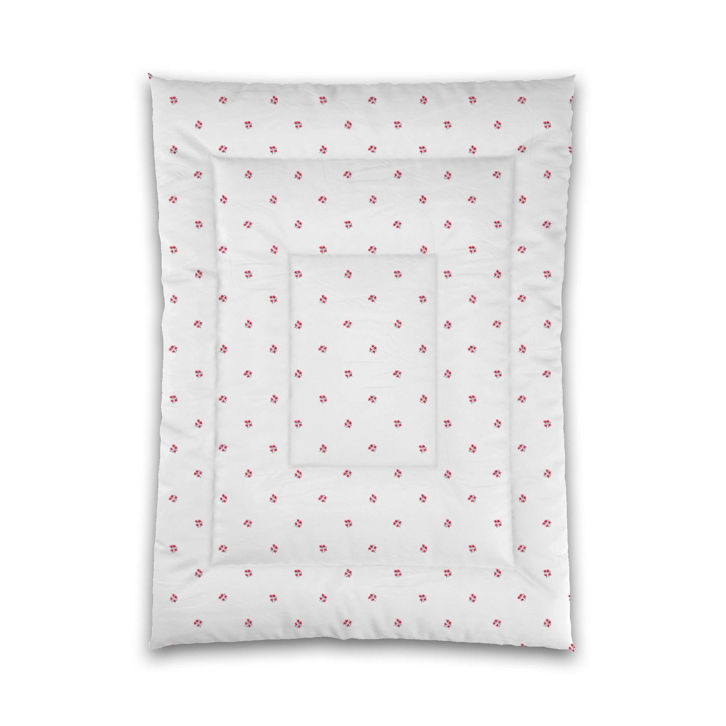 White Microfiber Comforter, Small Red Floral Pattern, Twin XL - 68 x 92 inches