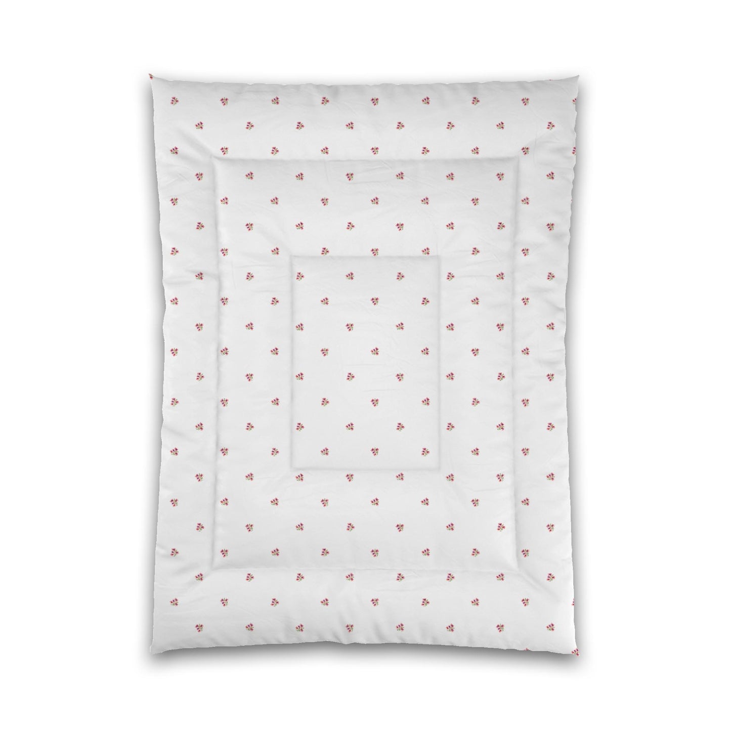 White Microfiber Comforter, Small Pink Floral Pattern, Twin XL - 68 x 92 inches