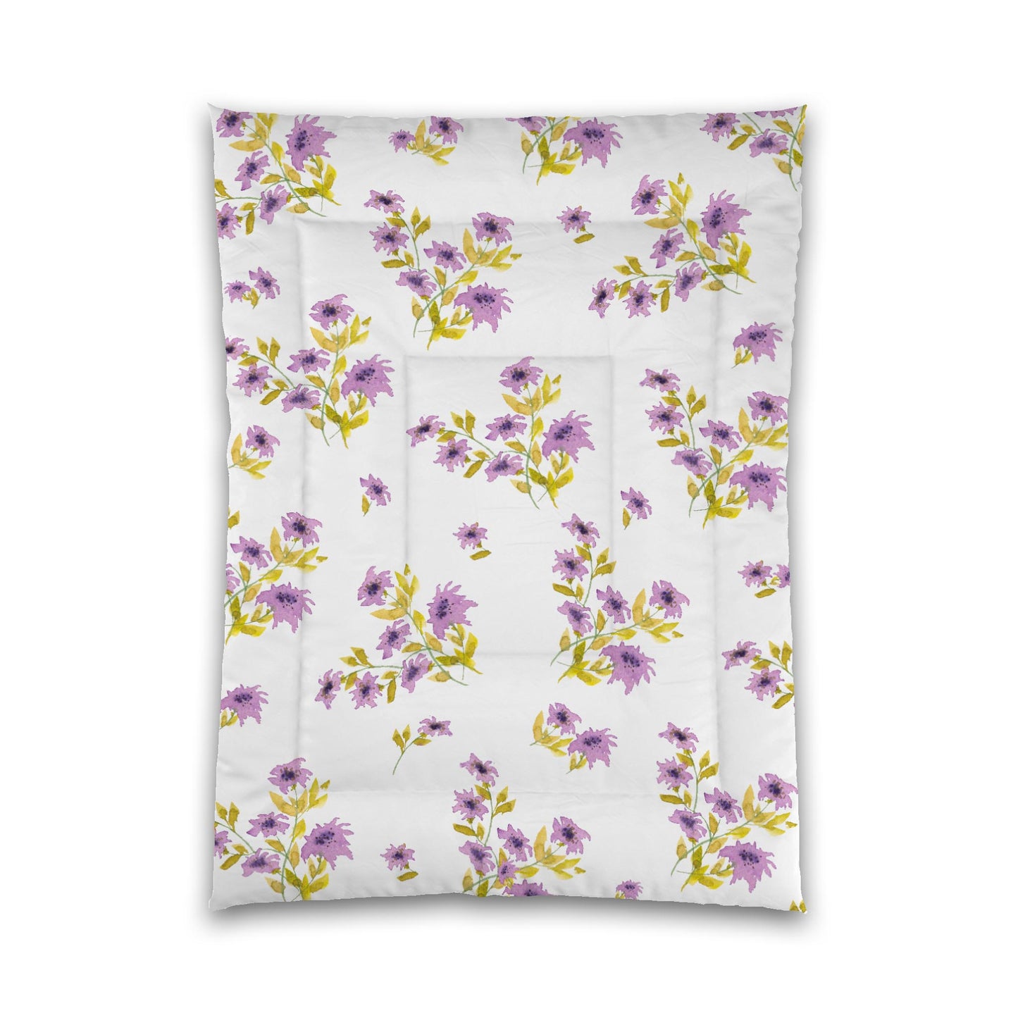 White Microfiber Comforter, Large Mauve Floral Print, Twin XL - 68 x 92 inches