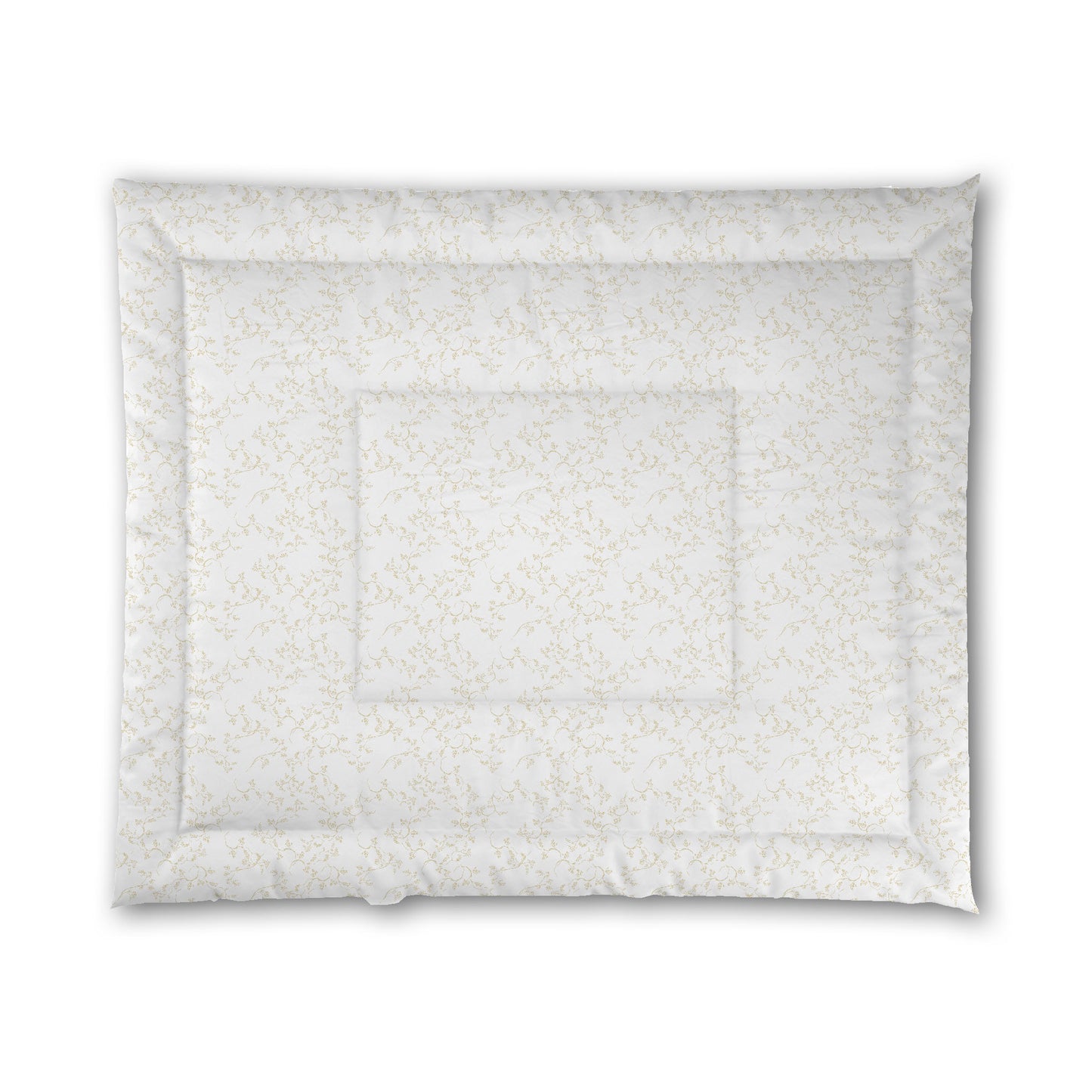 White Microfiber Comforter, Desert Sand Hand-painted Vine Print, King (width x length) 104 x 88 inches / 264 x 224 cm