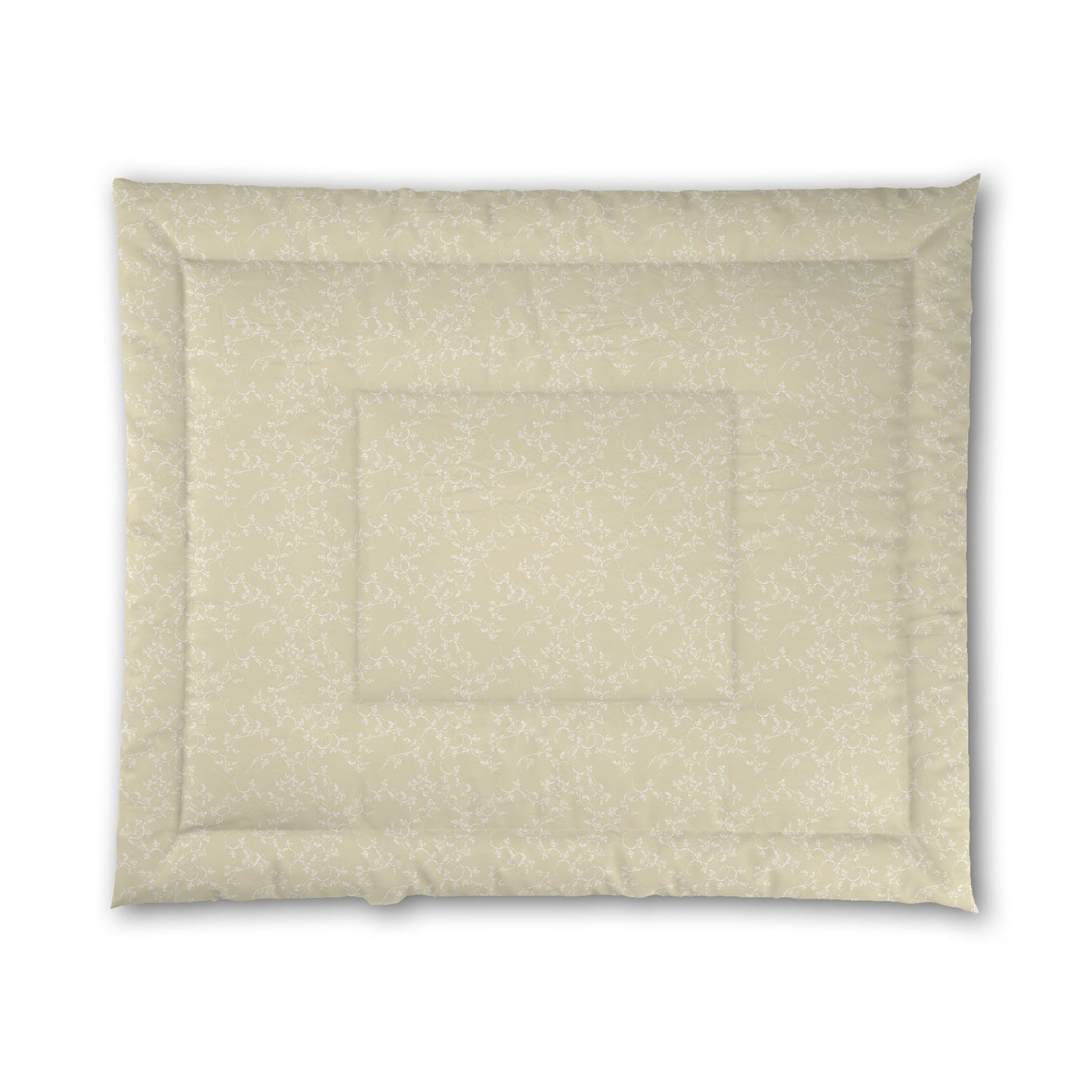 Desert Sand Microfiber Comforter, White Hand-painted Vine Print, King (width x length) 104 x 88 inches / 264 x 224 cm