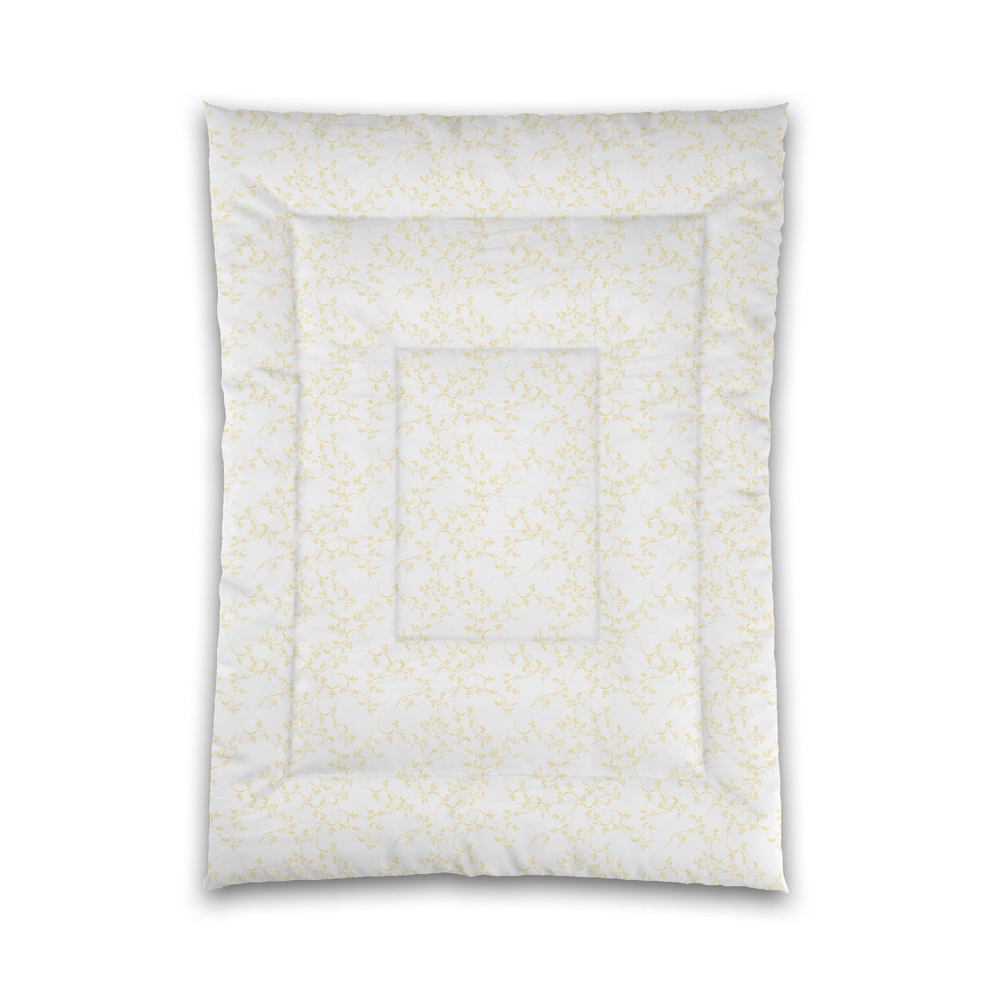 White Microfiber Comforter, Yellow Hand-painted Vine Print, Twin XL (width x length) 68 x 92 inches / 173 x 234 cm