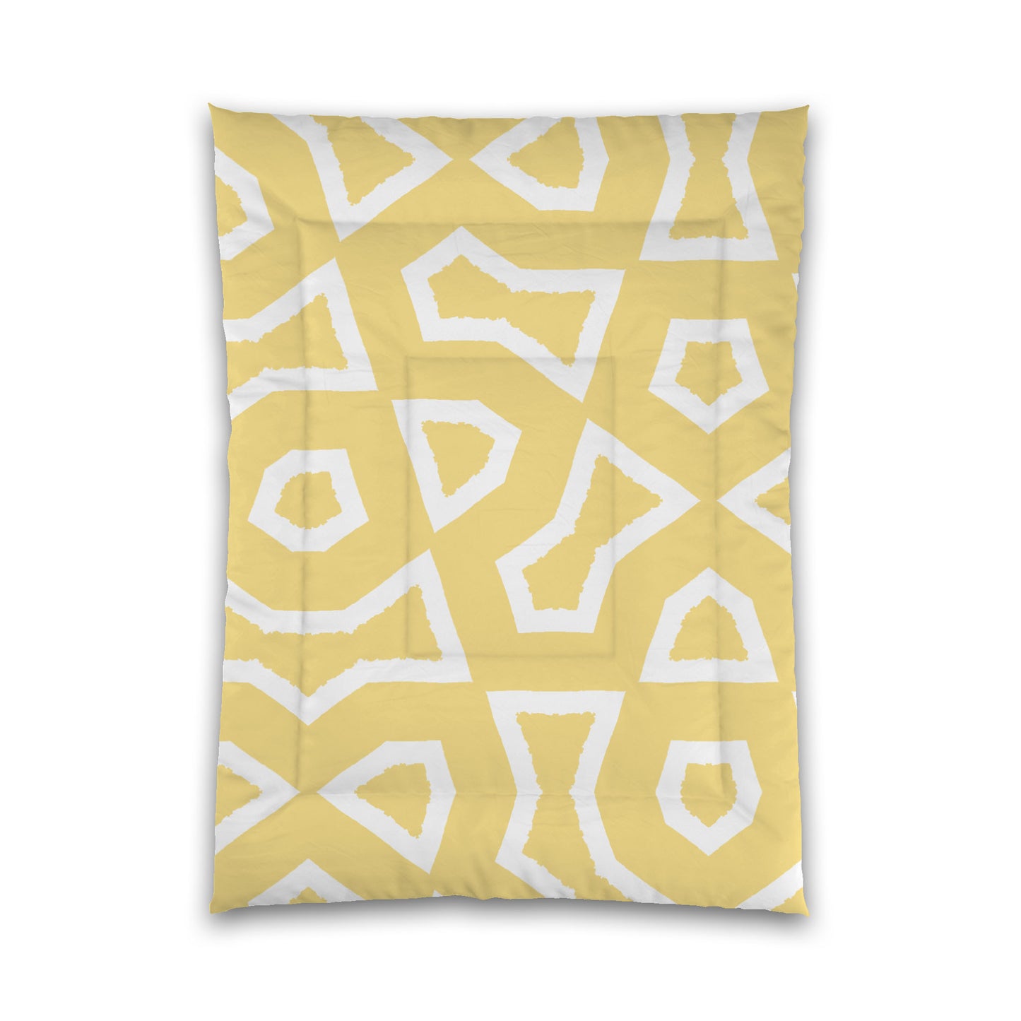 Yellow Microfiber Comforter, Bold White Graphic, Queen (width x length) 88 x 88 inches / 224 x 224 cm