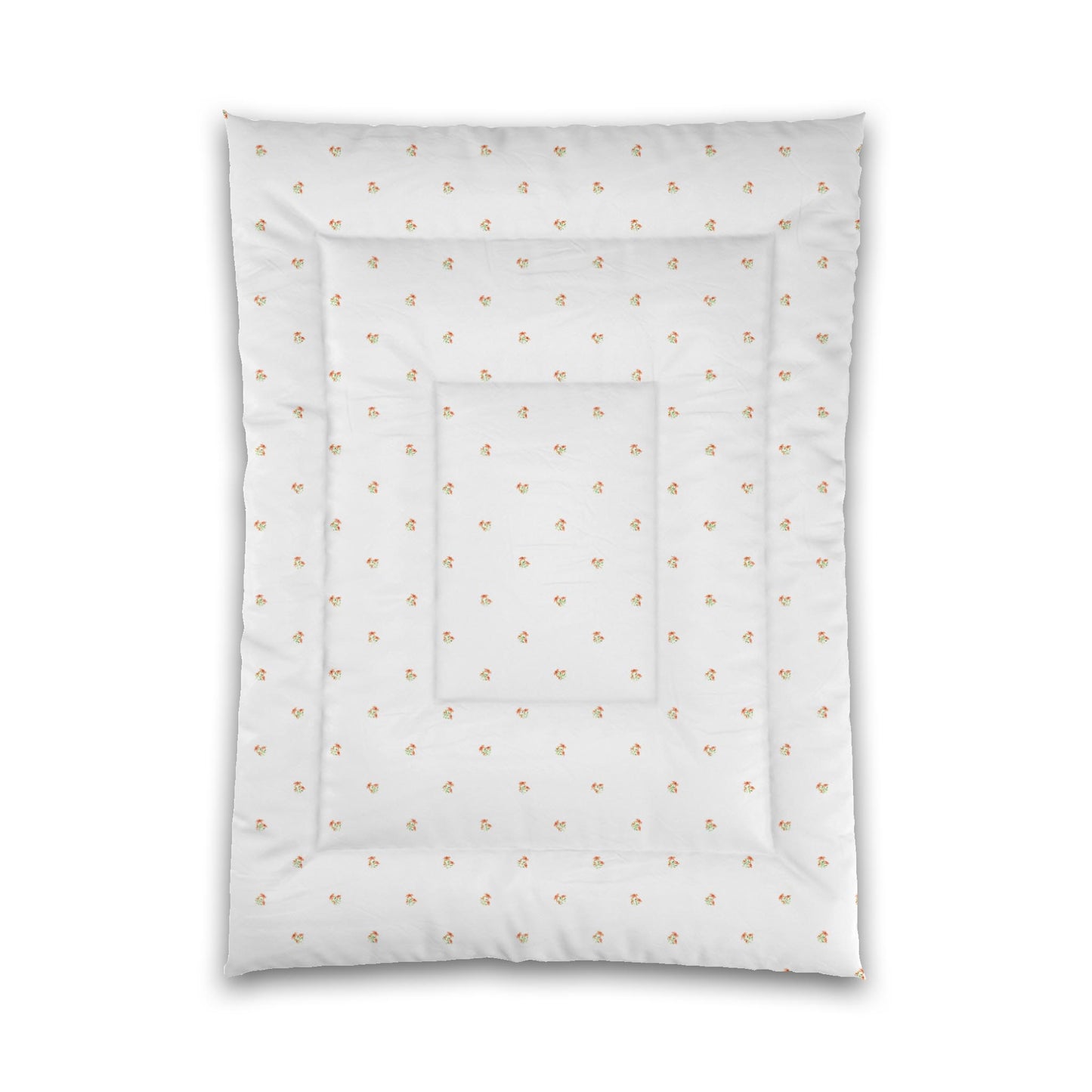 White Microfiber Comforter, Small Pale Orange Floral Pattern, Twin XL - 68 x 92 inches