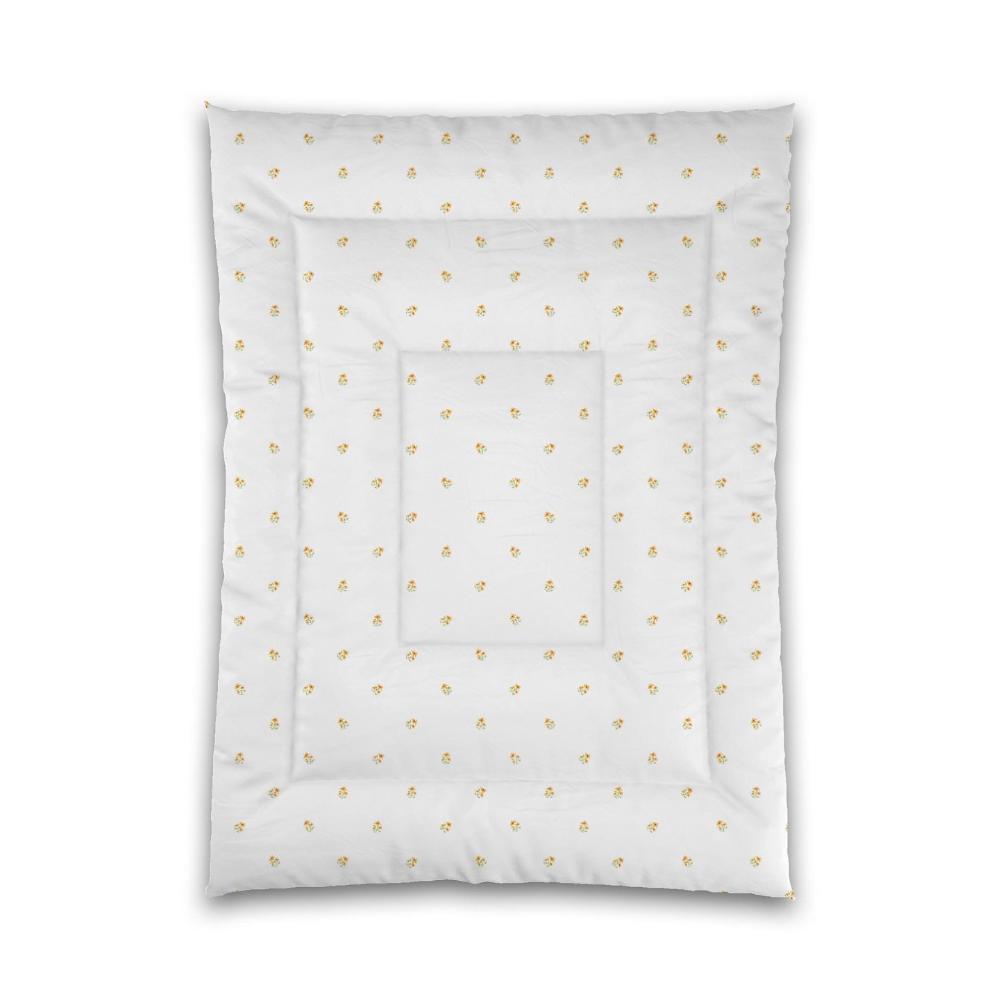 White Microfiber Comforter, Small Yellow-Orange Floral Pattern, Twin XL - 68 x 92 inches