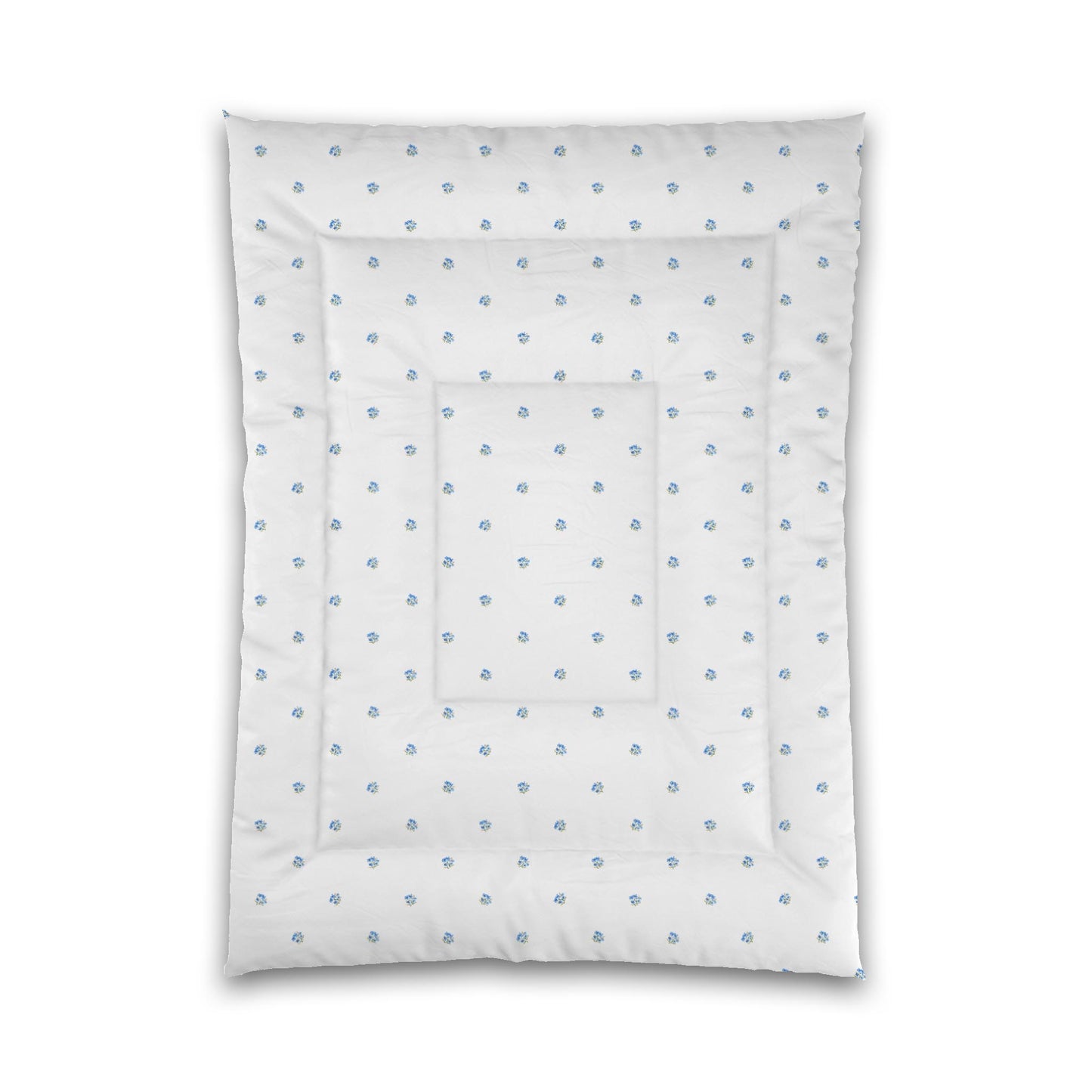 White Microfiber Comforter, Small Blue Floral Pattern, Twin XL - 68 x 92 inches