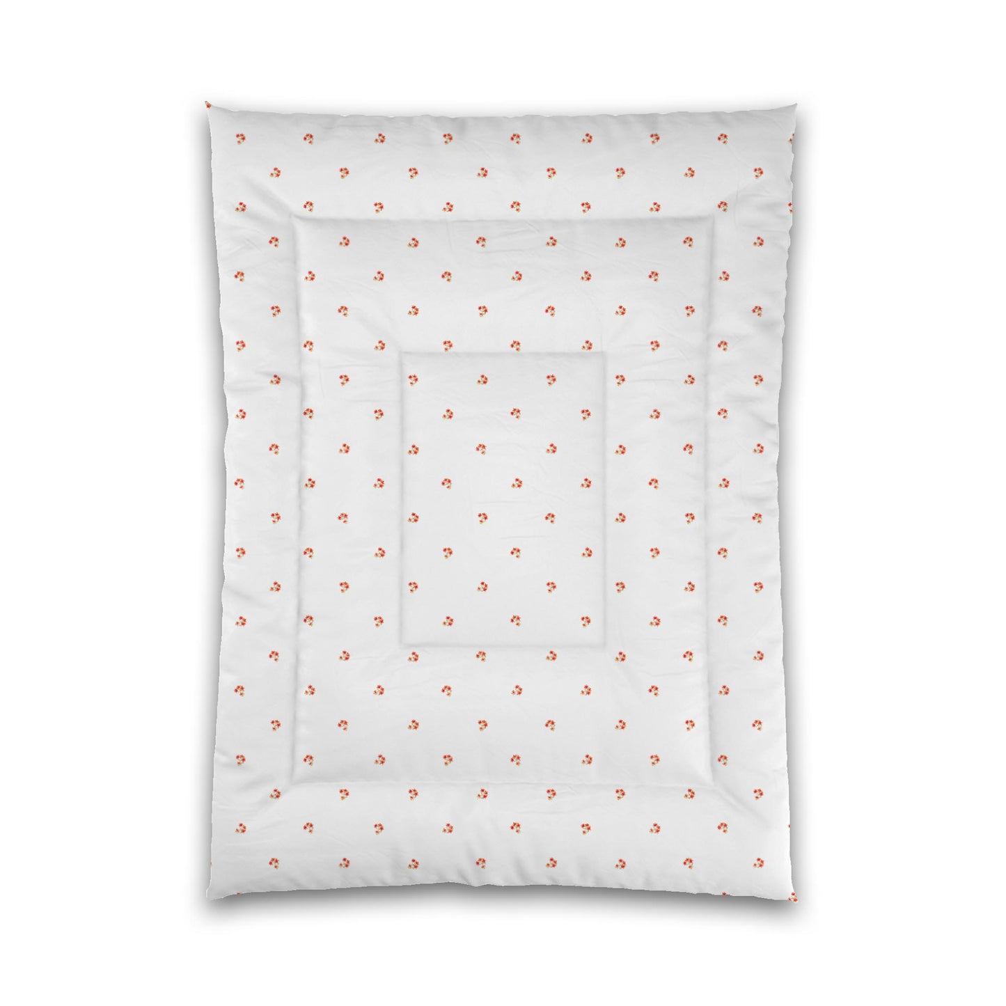 White Microfiber Comforter, Small Red Floral Pattern, Twin XL - 68 x 92 inches