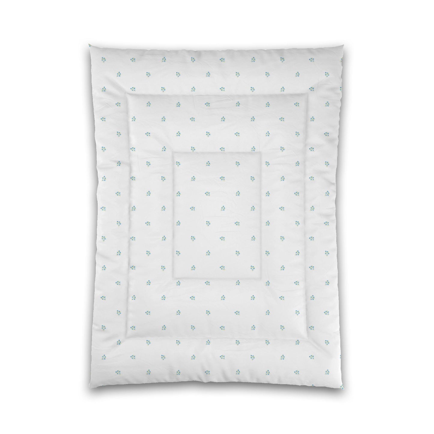 White Microfiber Comforter, Small Blue Floral Pattern, Twin XL - 68 x 92 inches
