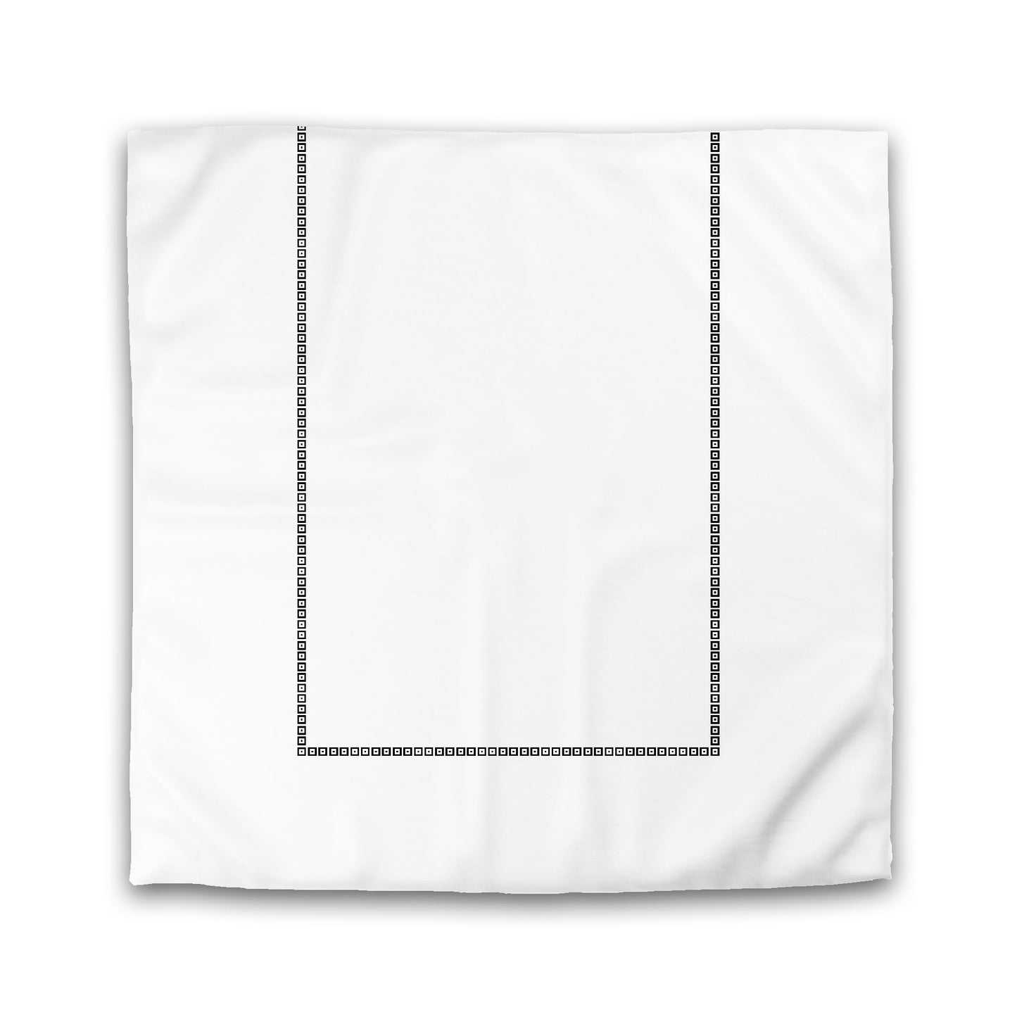 White Microfiber Duvet Cover, Black Repeating Square Motif Print, Classic Border | MFDU-1010-121