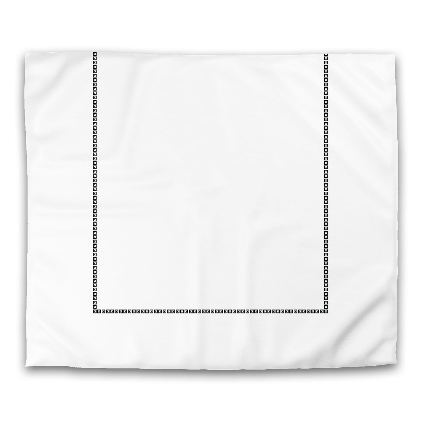 Off-White Cotton Sateen Duvet Cover, Black Repeating Square Motif Print, Classic Border, King (width x length) 106 x 92 inches / 269 x 234 cm