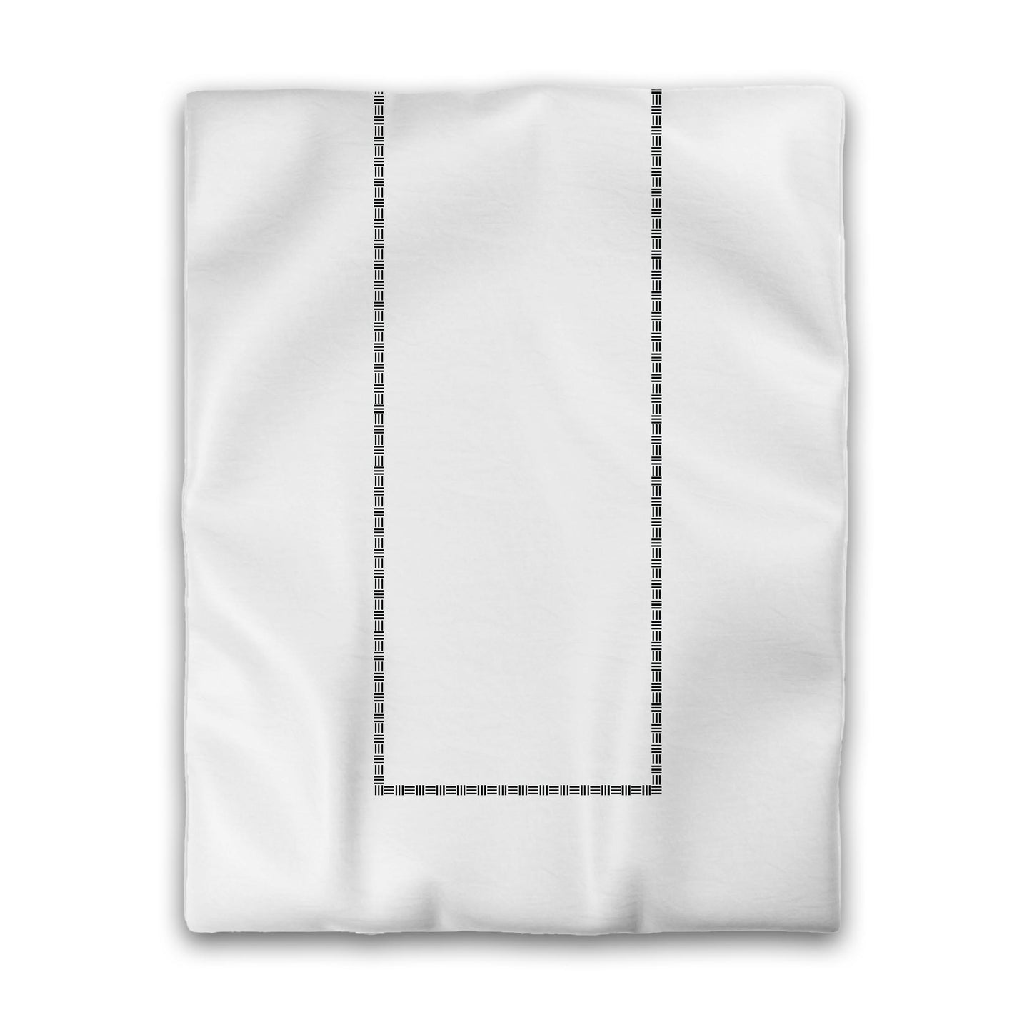 Off-White Cotton Sateen Duvet Cover, Black Single Weave Motif Print, Classic Border, Twin (width x length) 70 x 90 inches / 178 x 229 cm