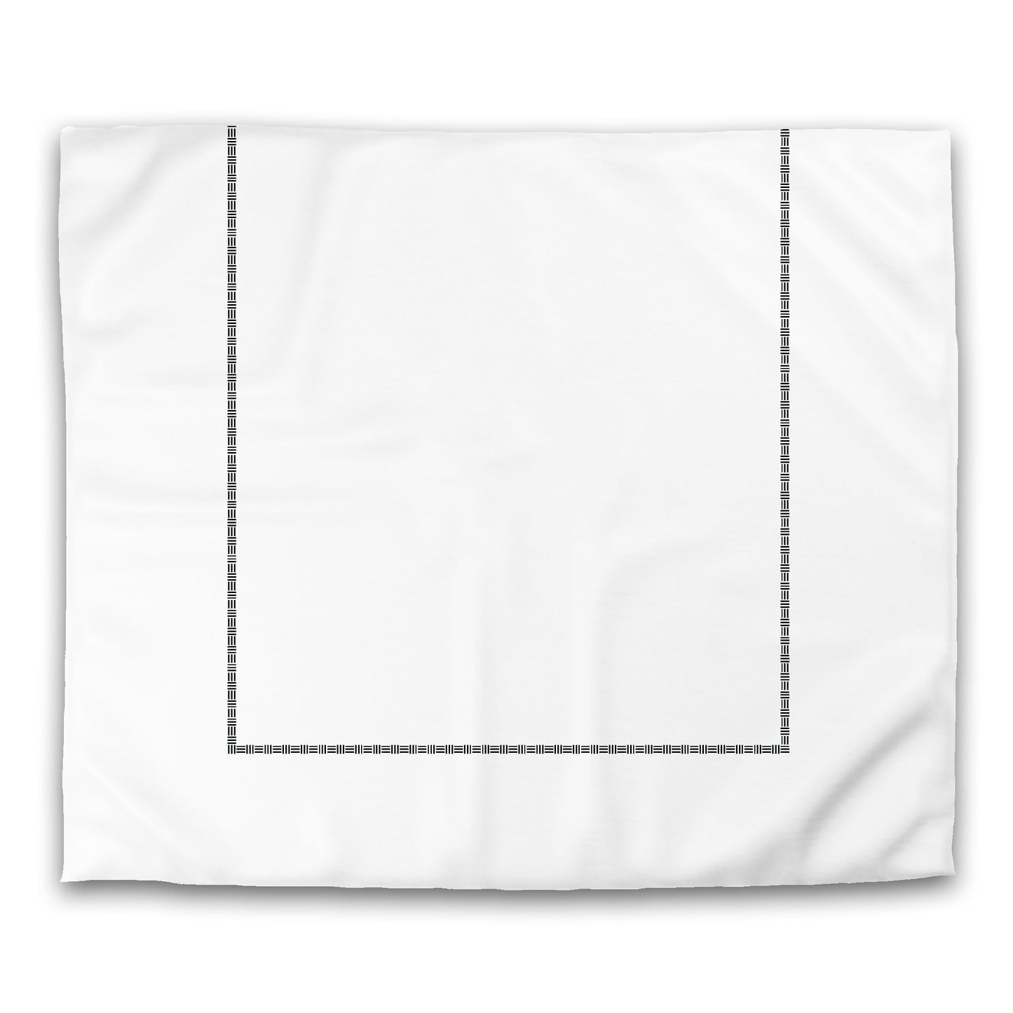 Off-White Cotton Sateen Duvet Cover, Black Single Weave Motif Print, Classic Border, King (width x length) 106 x 92 inches / 269 x 234 cm