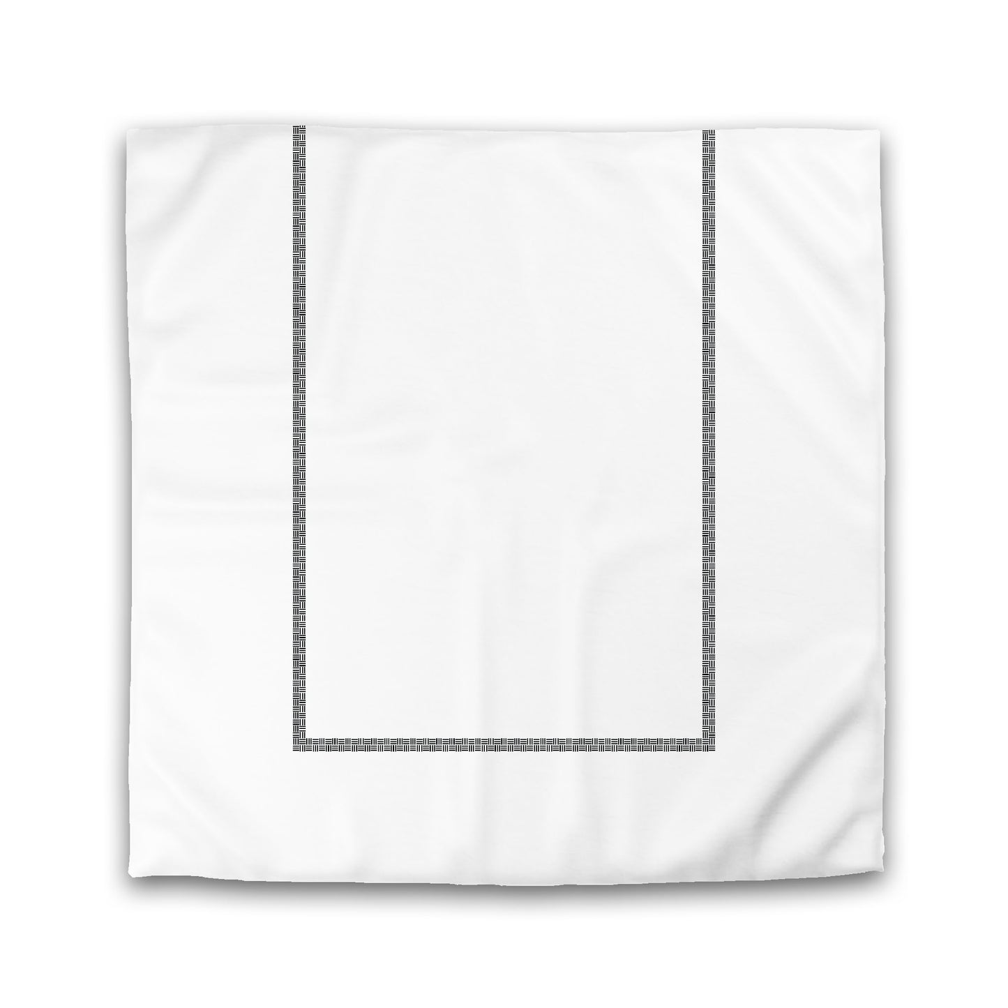 White Microfiber Duvet Cover, Black Double Weave Motif Print, Classic Border | MFDU-1010-143