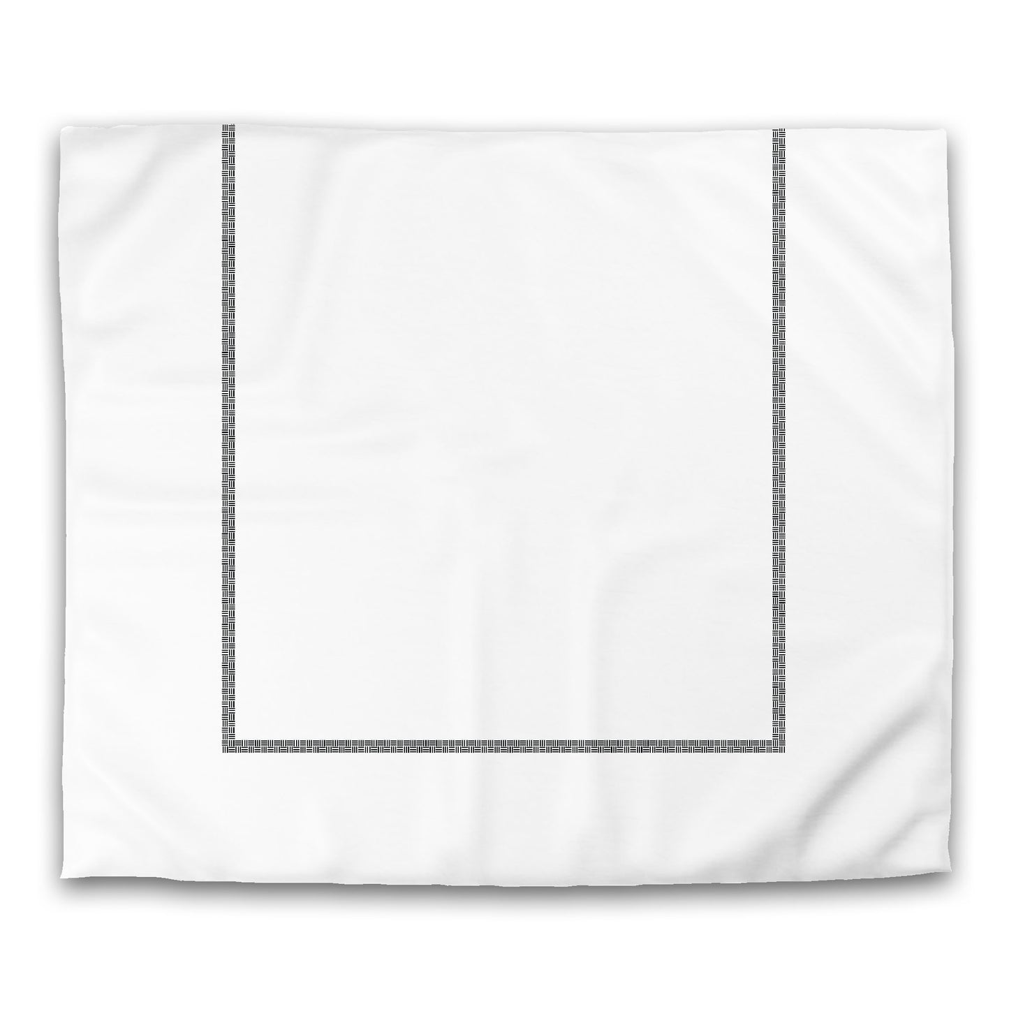Off-White Cotton Sateen Duvet Cover, Black Double Weave Motif Print, Classic Border, King (width x length) 106 x 92 inches / 269 x 234 cm