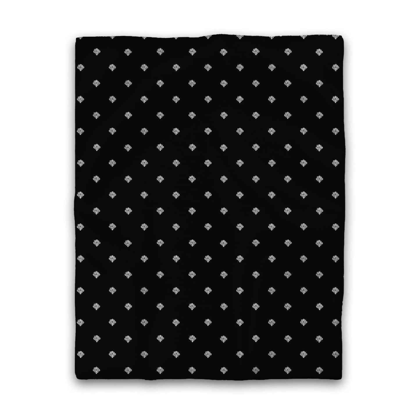 Black Cotton Sateen Duvet Cover, Off-White Hand-painted Swizzle Motif Print, Twin (width x length) 70 x 90 inches / 178 x 229 cm