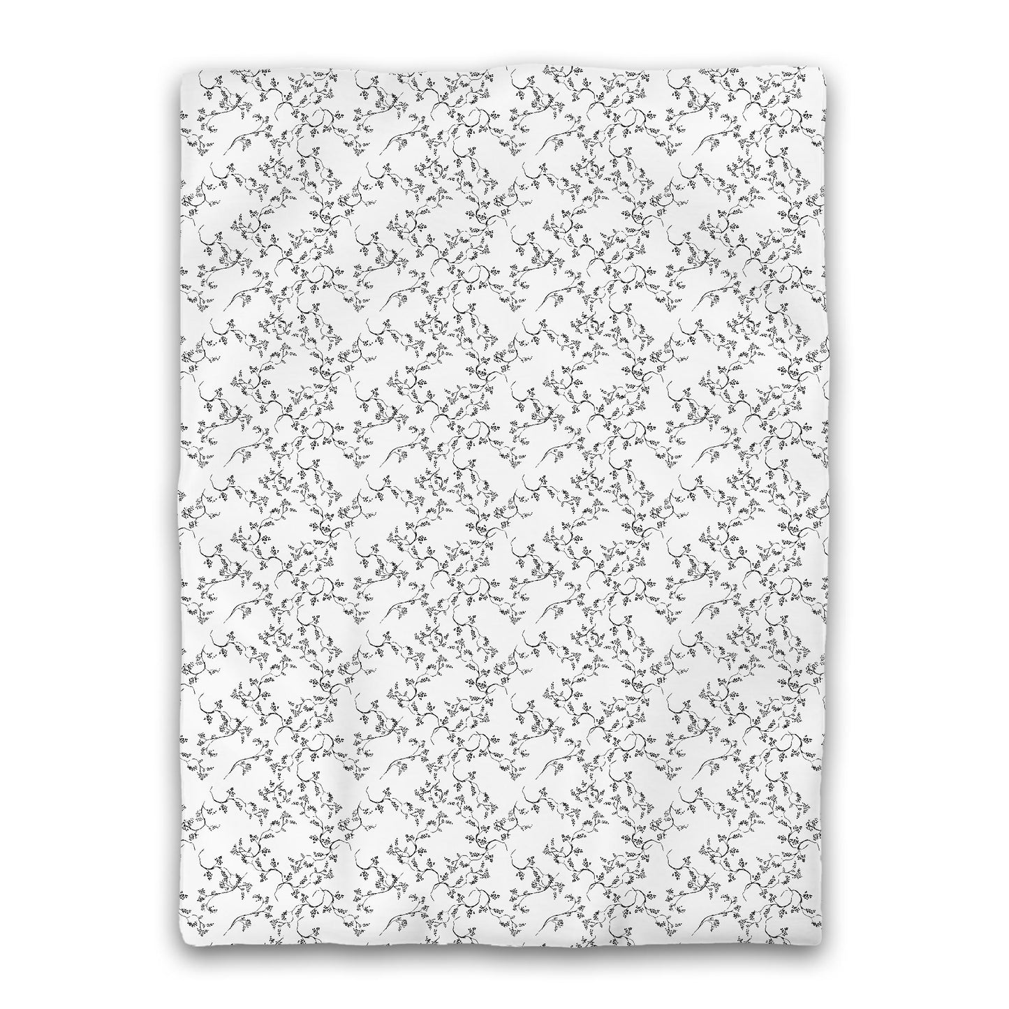 White Microfiber Duvet Cover, Black Hand-painted Vine Print, Twin XL (width x length) 68 x 92 inches / 173 x 234 cm