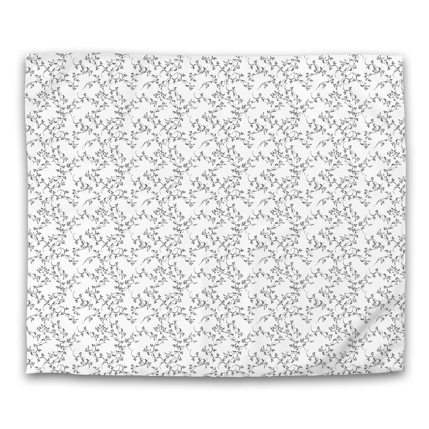 Off-White Cotton Sateen Duvet Cover, Black Hand-painted Vine Print, King (width x length) 106 x 92 inches / 269 x 234 cm