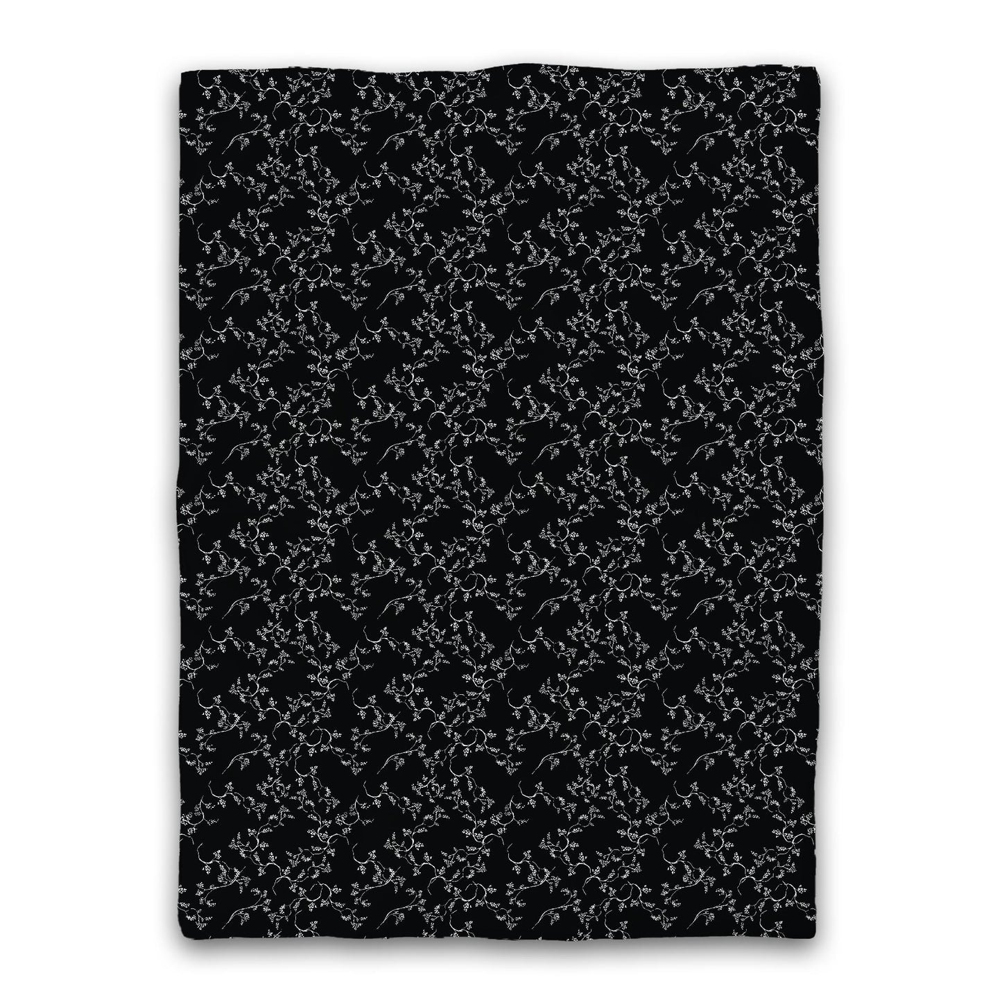 Black Microfiber Duvet Cover, White Hand-painted Vine Print, Twin XL (width x length) 68 x 92 inches / 173 x 234 cm