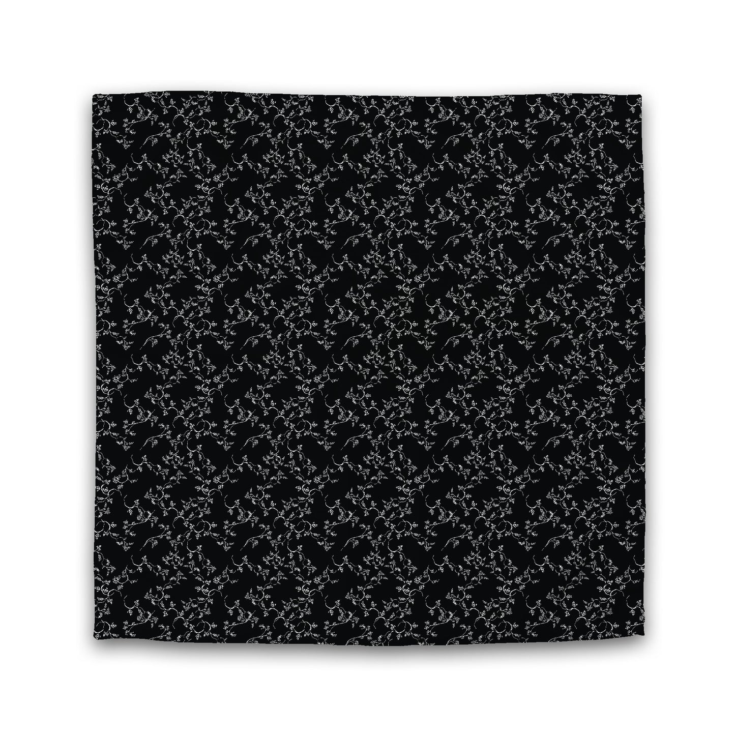 Black Microfiber Duvet Cover, White Hand-painted Vine Print | MFDU-1010-182