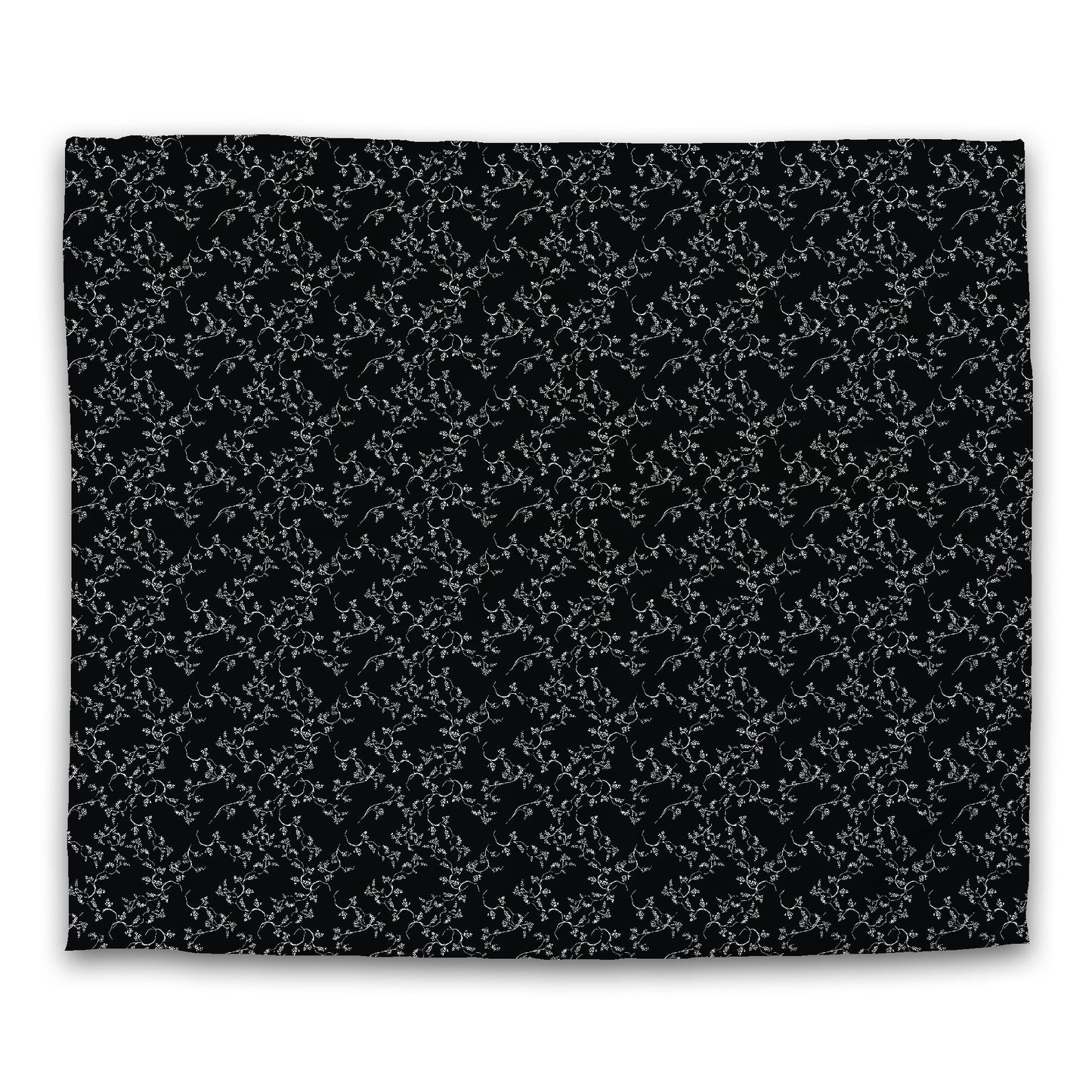 Black Microfiber Duvet Cover, White Hand-painted Vine Print, King (width x length) 104 x 88 inches / 264 x 224 cm