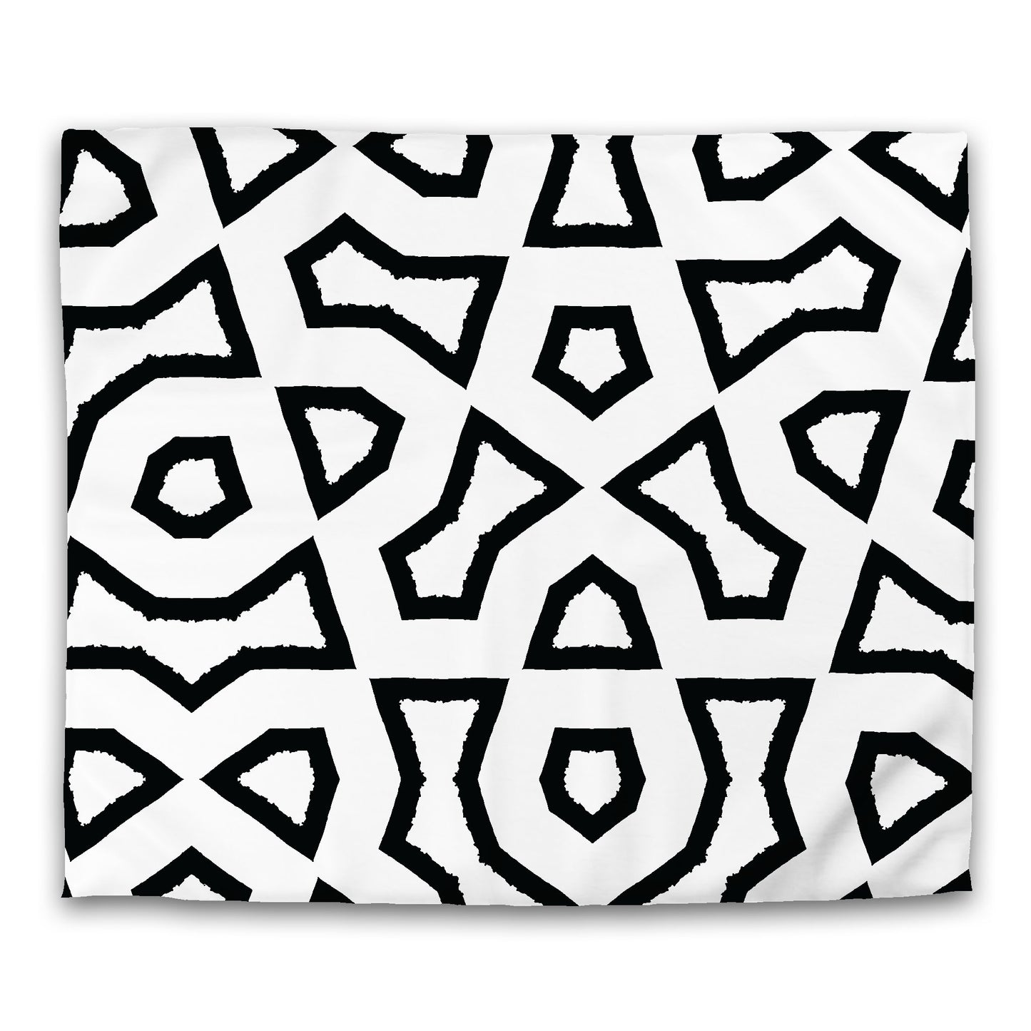 Off-White Cotton Sateen Duvet Cover, Bold Black Graphic, King (width x length) 106 x 92 inches / 269 x 234 cm