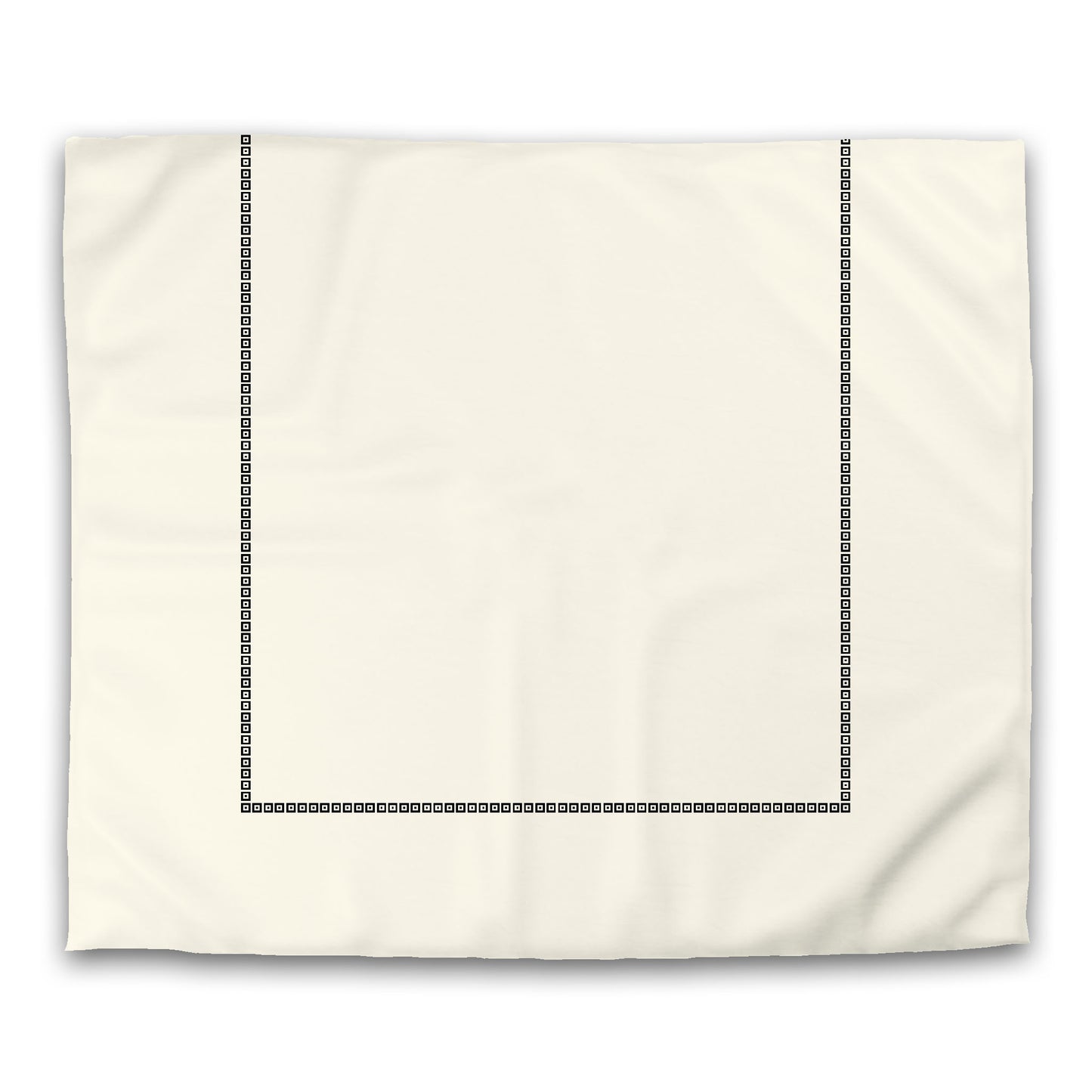 Pale Cream Microfiber Duvet Cover, Black Repeating Square Motif Print, Classic Border, King (width x length) 104 x 88 inches / 264 x 224 cm