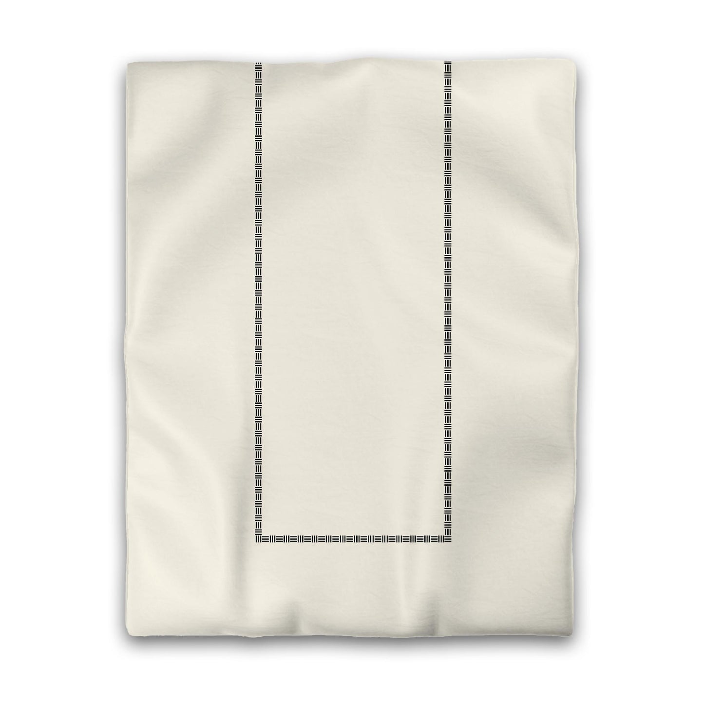 Pale Cream Microfiber Duvet Cover, Black Single Weave Motif Print, Classic Border | MFDU-1013-141