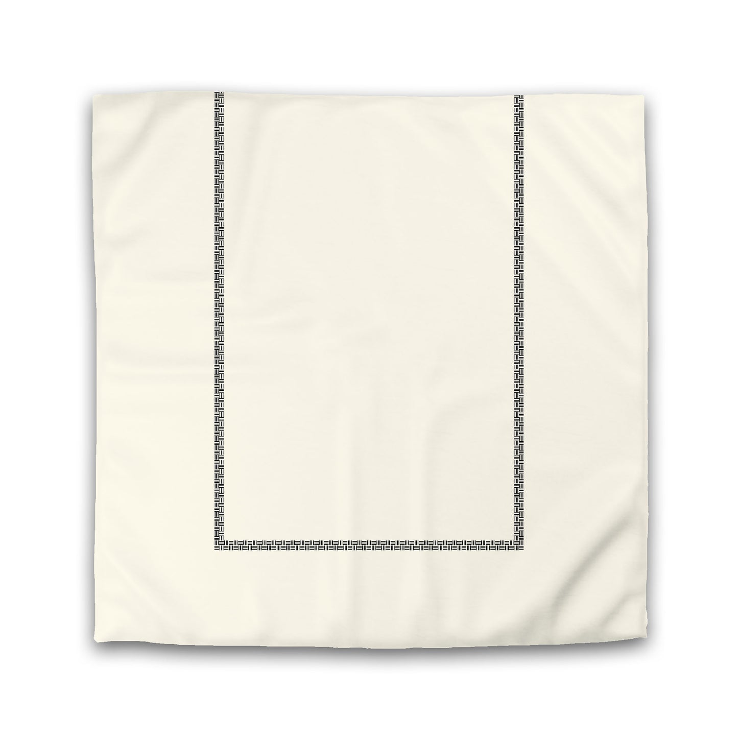 Pale Cream Microfiber Duvet Cover, Black Double Weave Motif Print, Classic Border, Twin XL (width x length) 68 x 92 inches / 173 x 234 cm
